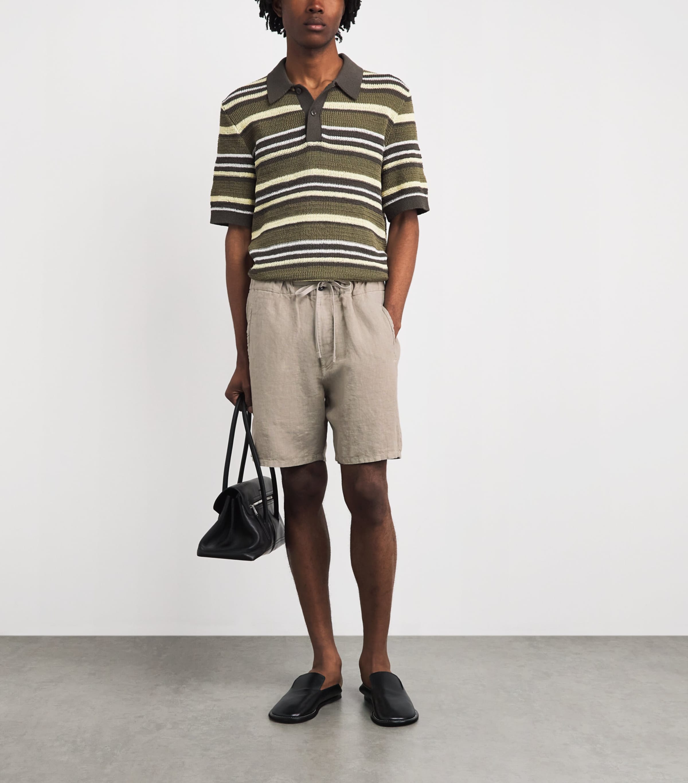 Citizens of Humanity Mens Linen Drawstring Shorts Wheat Image 2