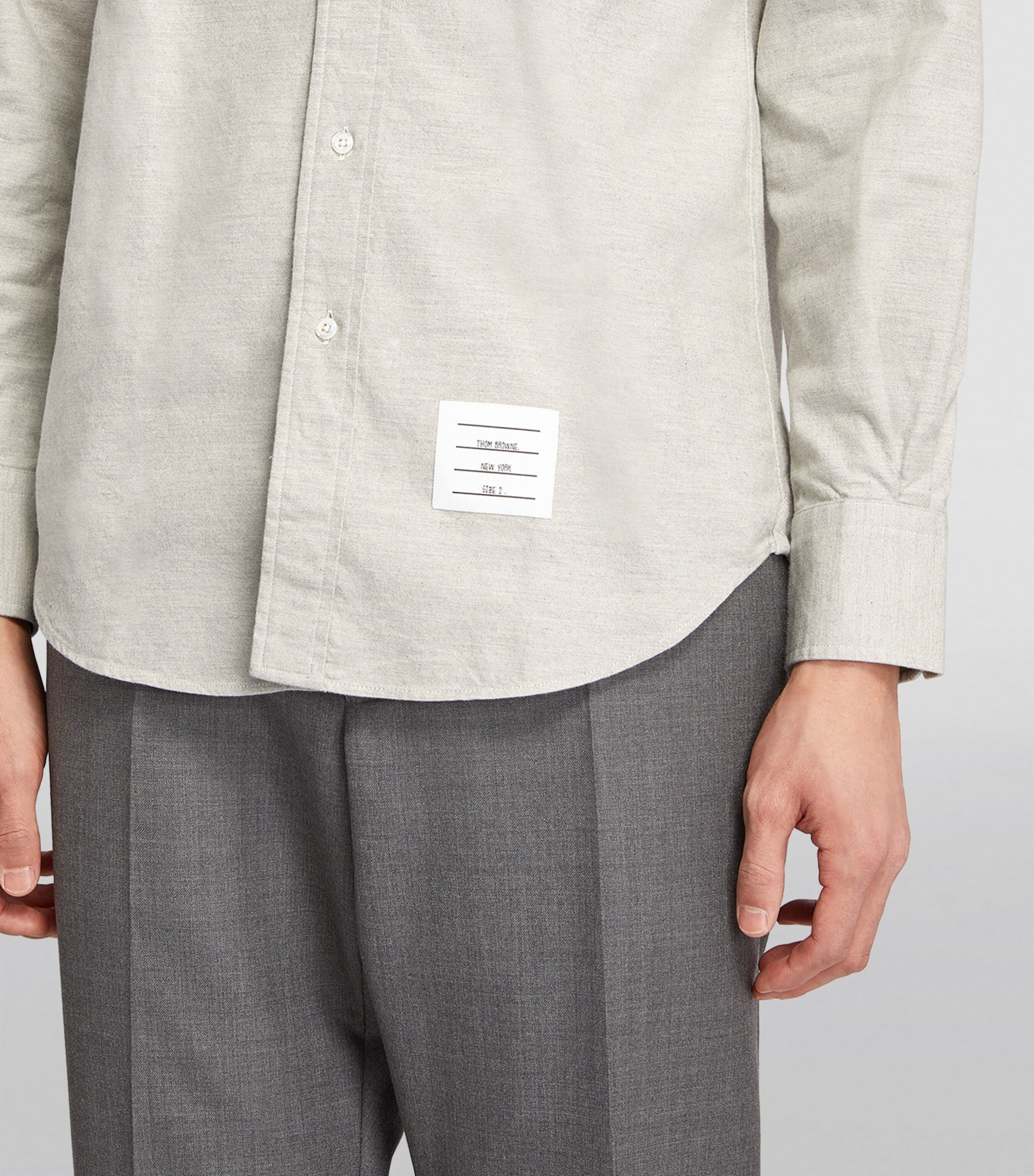 R*M様 THOM BROWNE 4BARシャツ bootleg？ Thom Browne - Oversized 4-Bar Rep Stripe Oxford Shirt | HBX