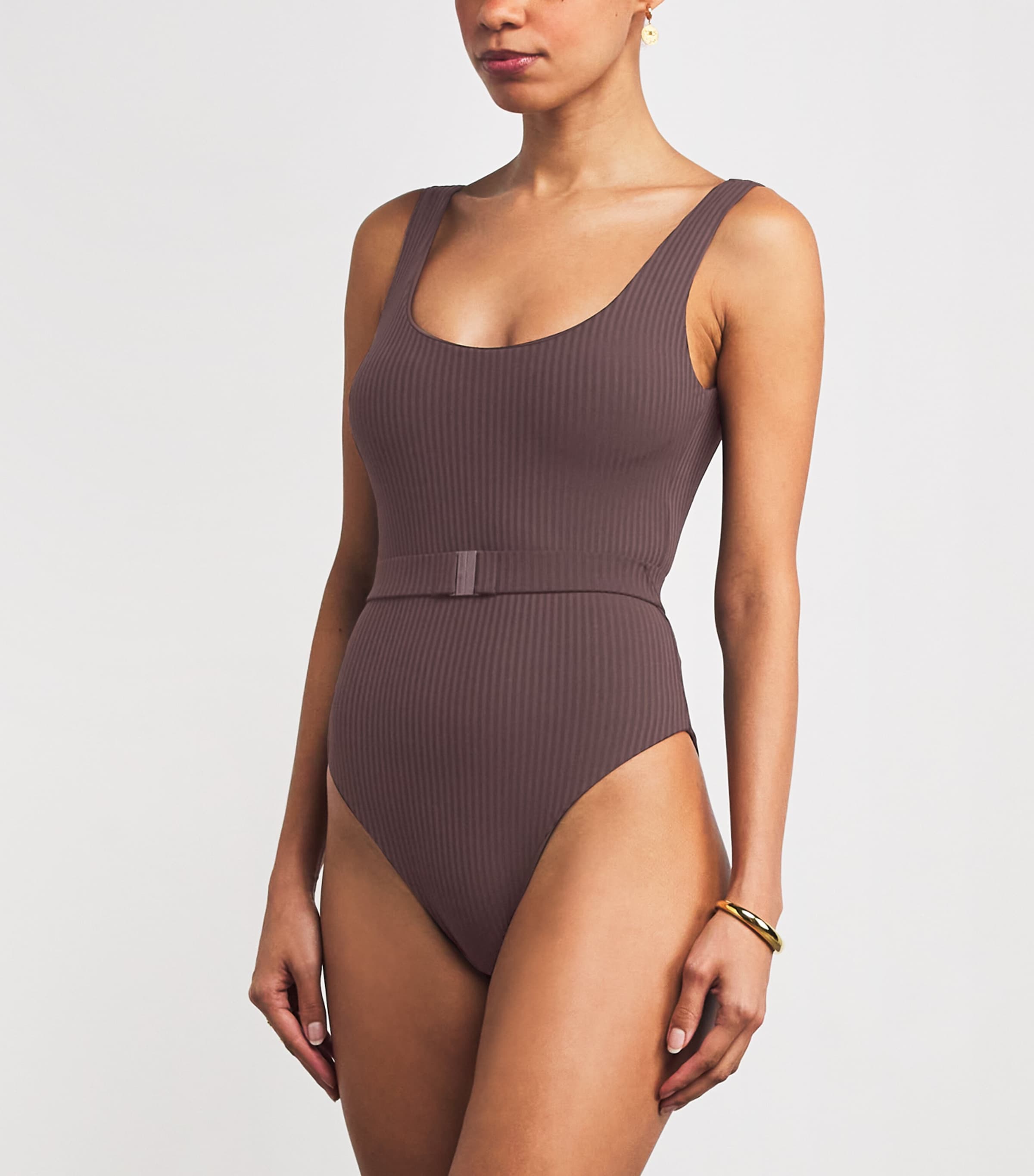 Rio Belted Swimsuit BROWN RIBBED1287 Image 2