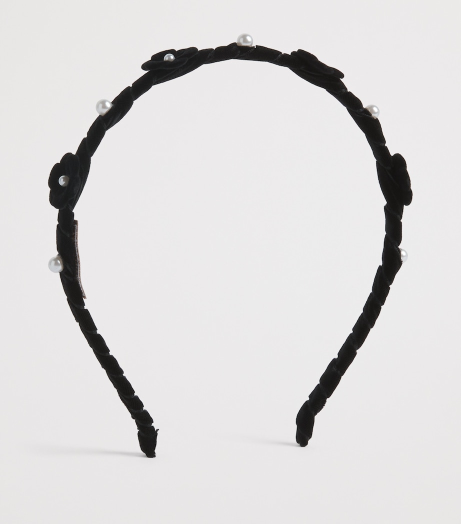 Monnalisa Velvet Flower-Detail Headband Nero Image 2