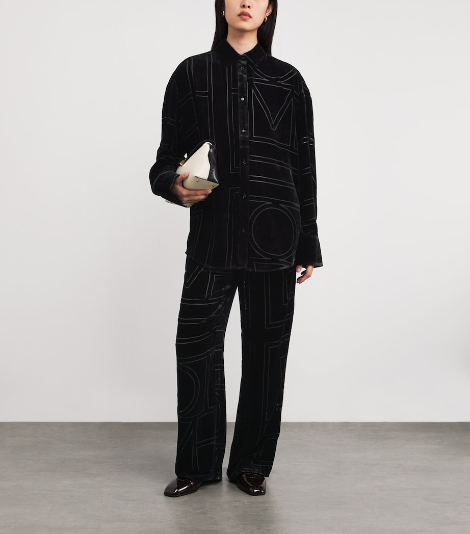 Silk Velvet Monogram Shirt 001 BLACK Image 2