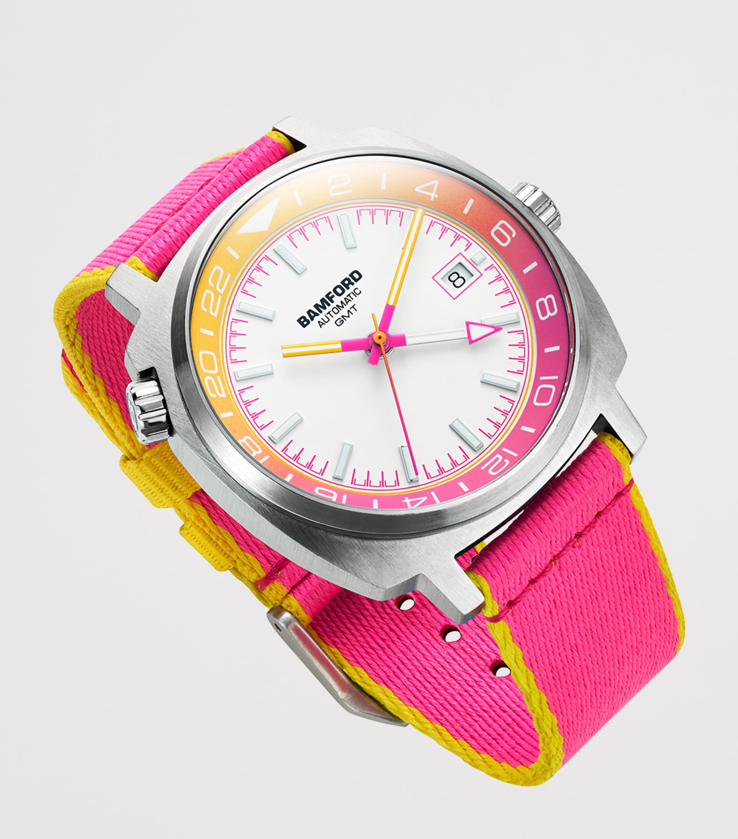 Stainless Steel Summer GMT Watch 40mm PINK/YELLOW Image 3