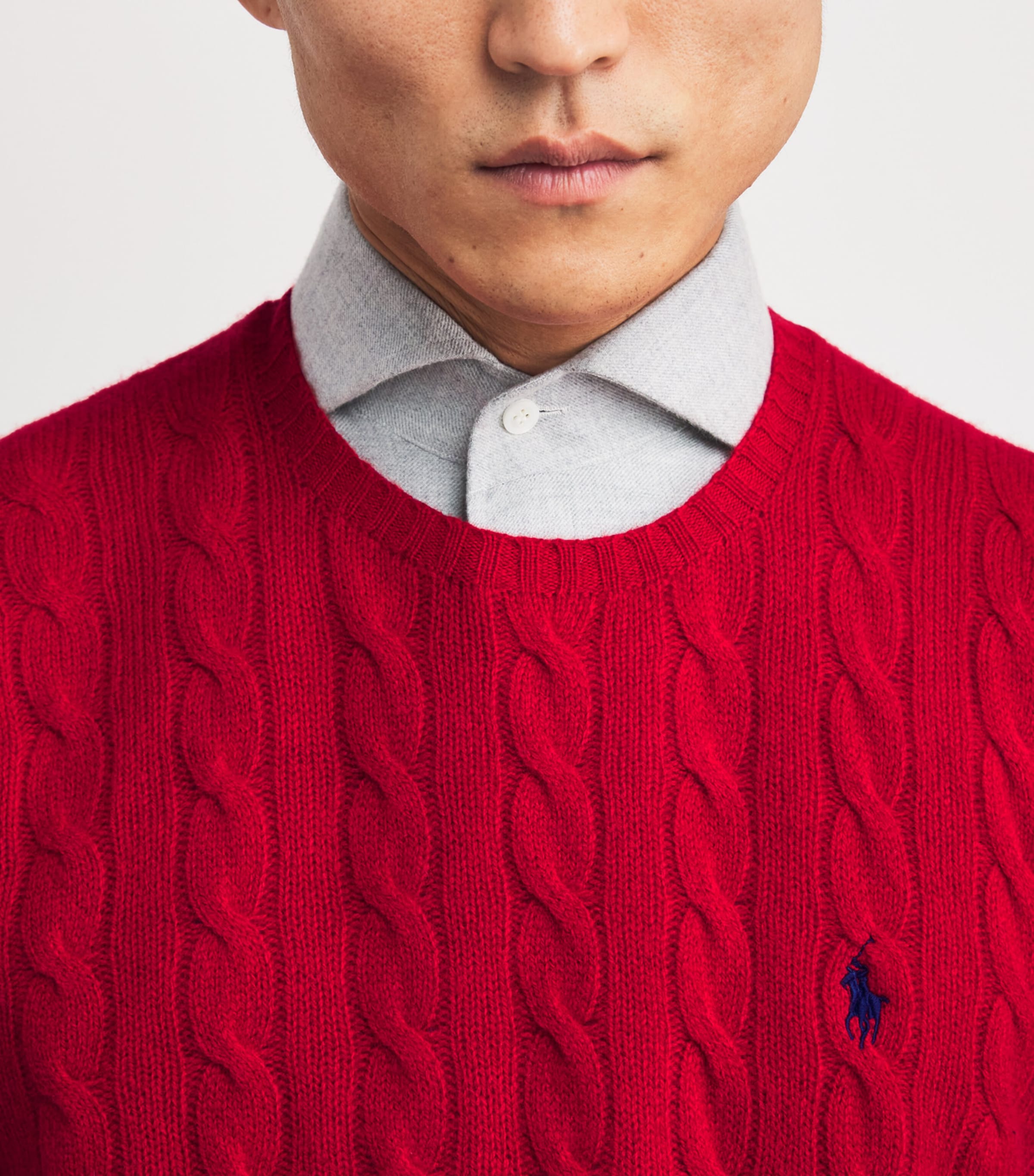 Wool-Cashmere Cable-Knit Sweater RED Image 6