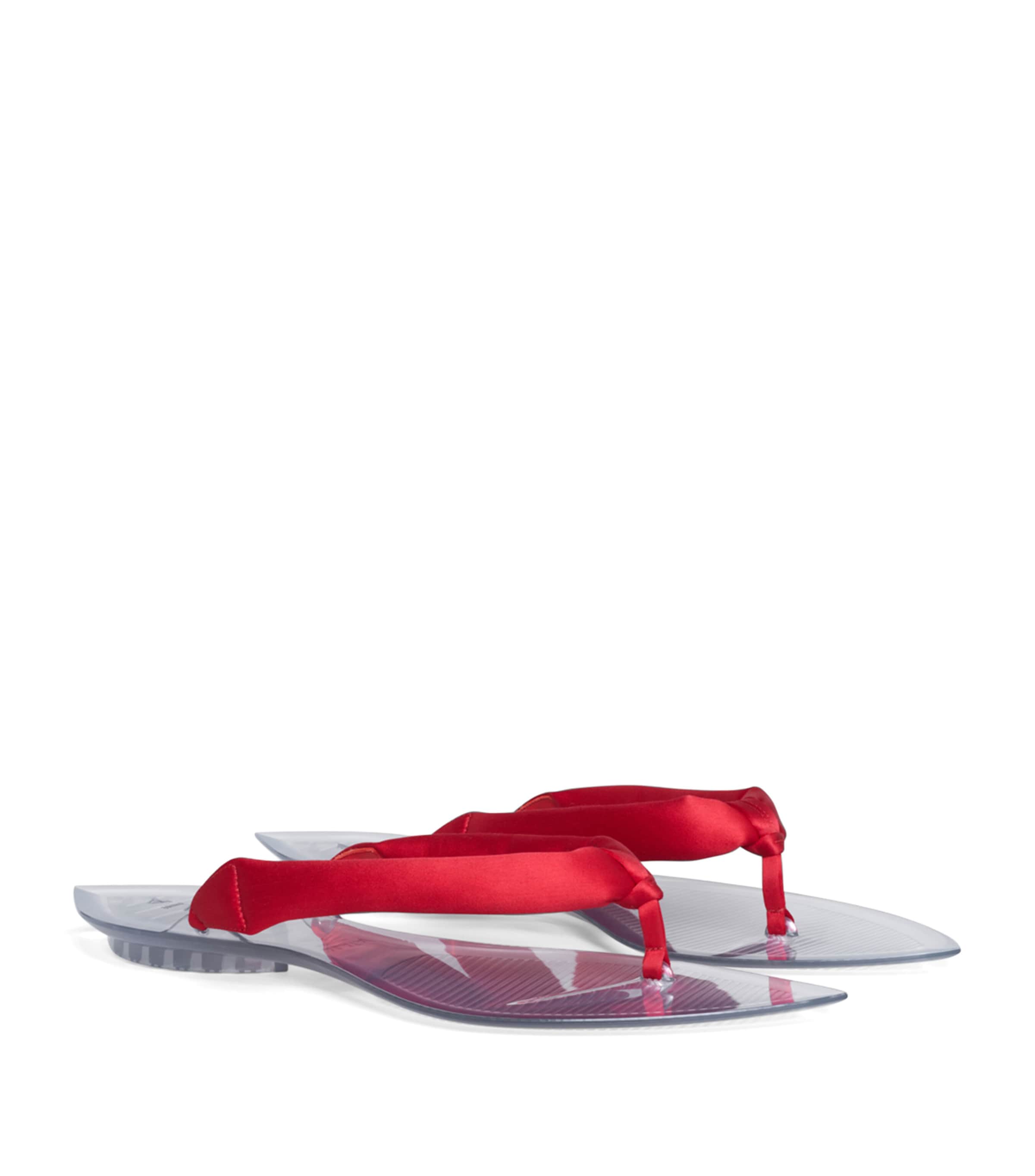 Alaïa Invisible Thong Flip Flops Orange Red Image 3