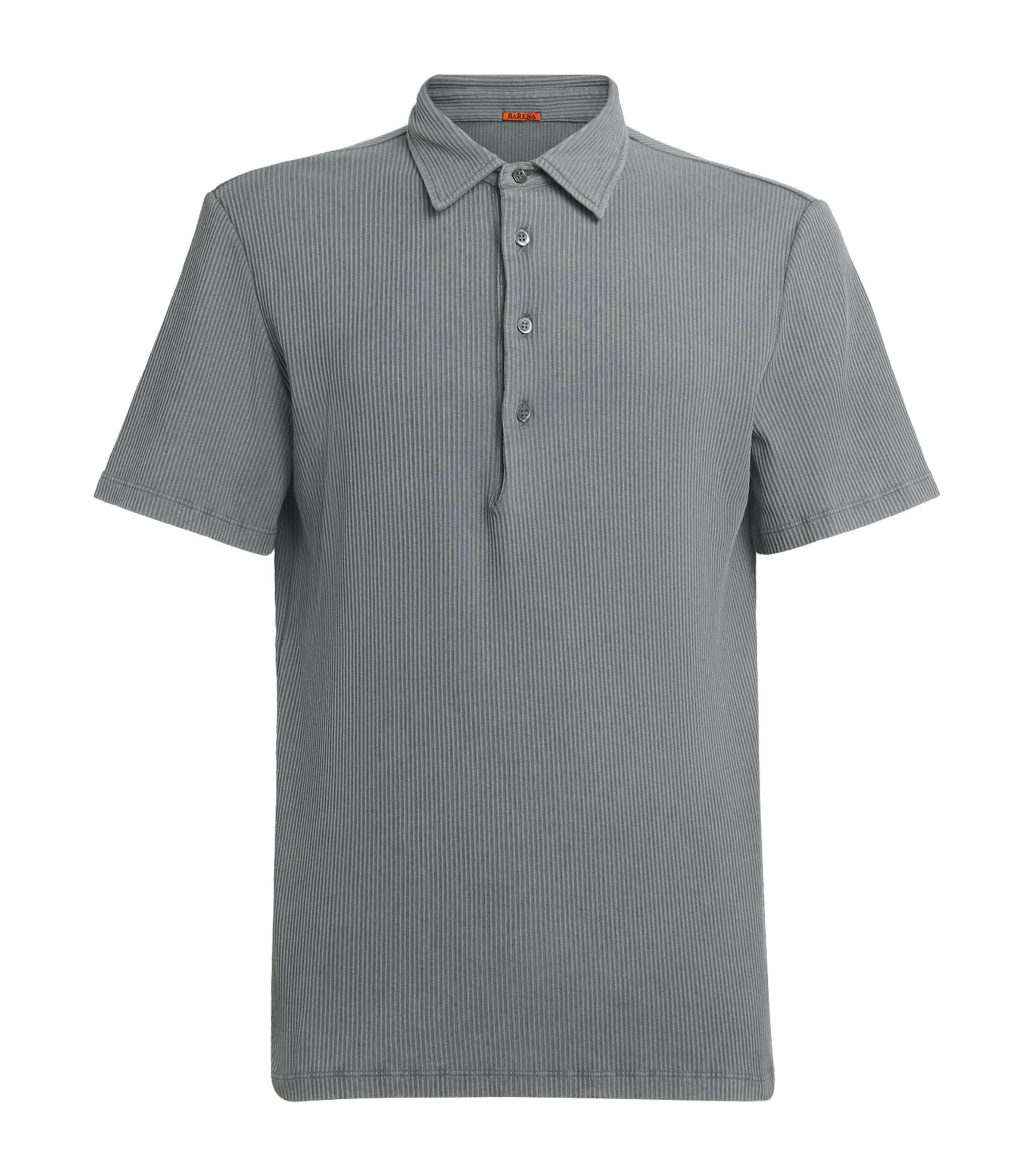 Barena Mens Cotton-Linen-Blend Polo Shirt Piombo Image 1