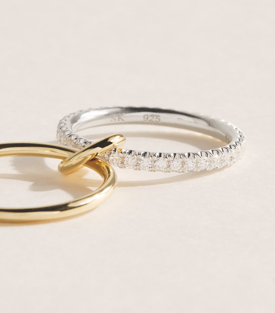 Spinelli Kilcollin Yellow Gold, Sterling Silver and Pavé Diamond Virgo Ring Sterling Silver Image 4