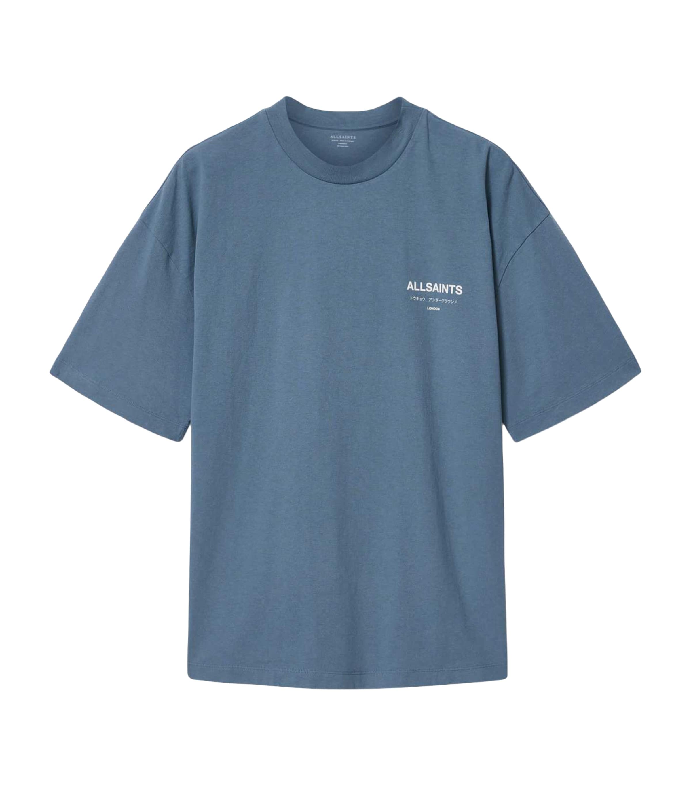 AllSaints Mens Cotton Underground Logo T-Shirt Maya Blue Image 1