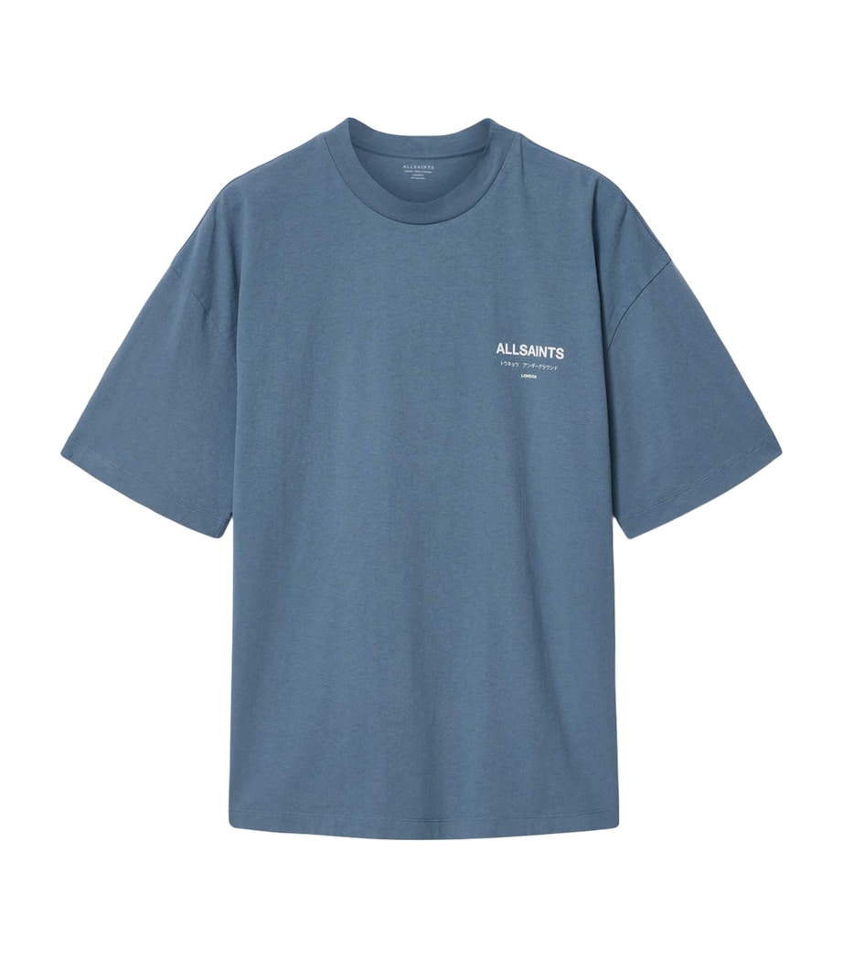 AllSaints Mens Cotton Underground Logo T-Shirt Maya Blue Image 1