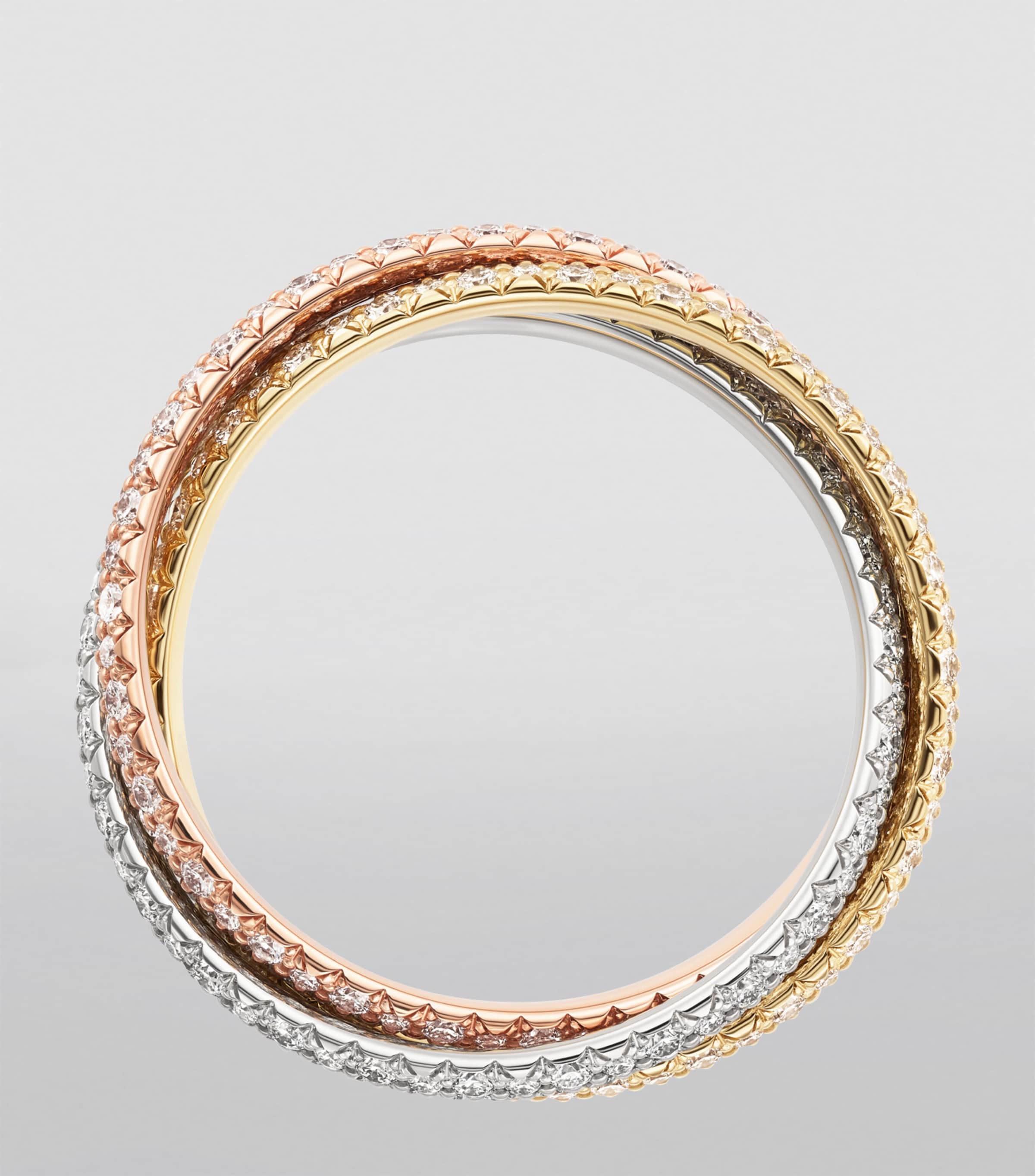 Small White, Yellow, Rose Gold and Diamond Trinity Ring MIXED GOLD Image 2