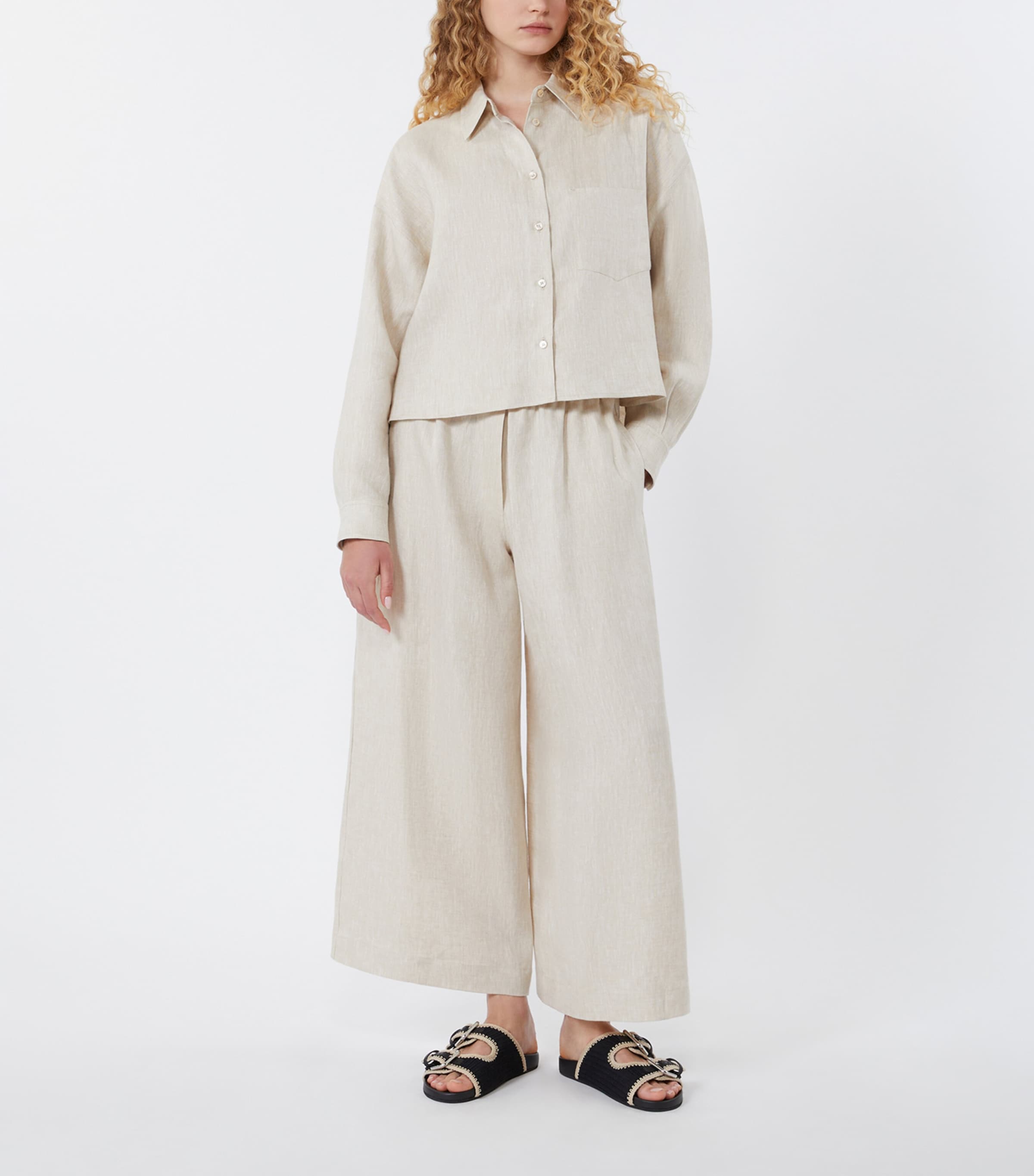 Weekend Max Mara Womens Linen Shirt Jacket Ecru Image 2