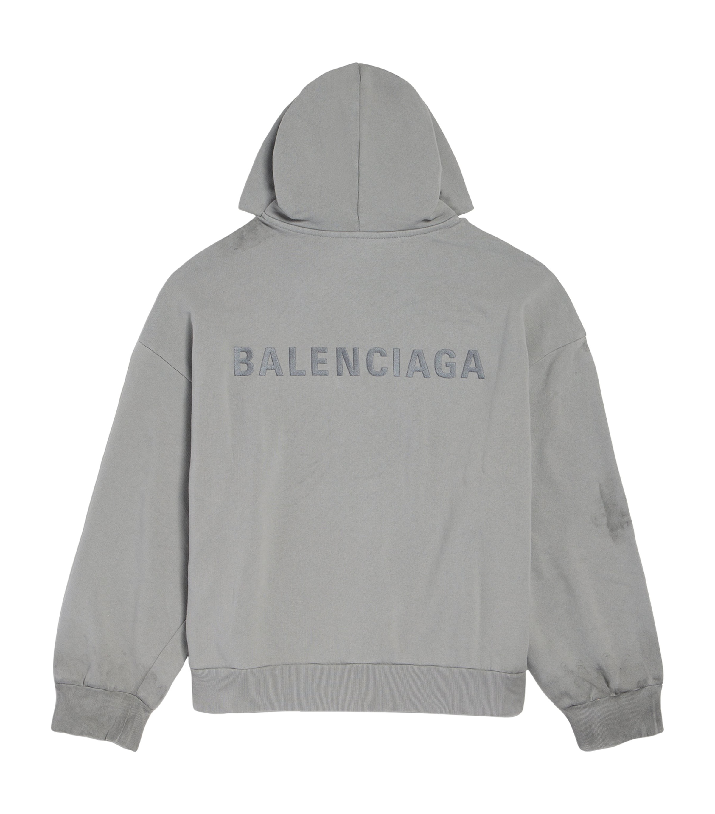 Balenciaga Mens Distressed Logo Zip-Up Hoodie Image 2