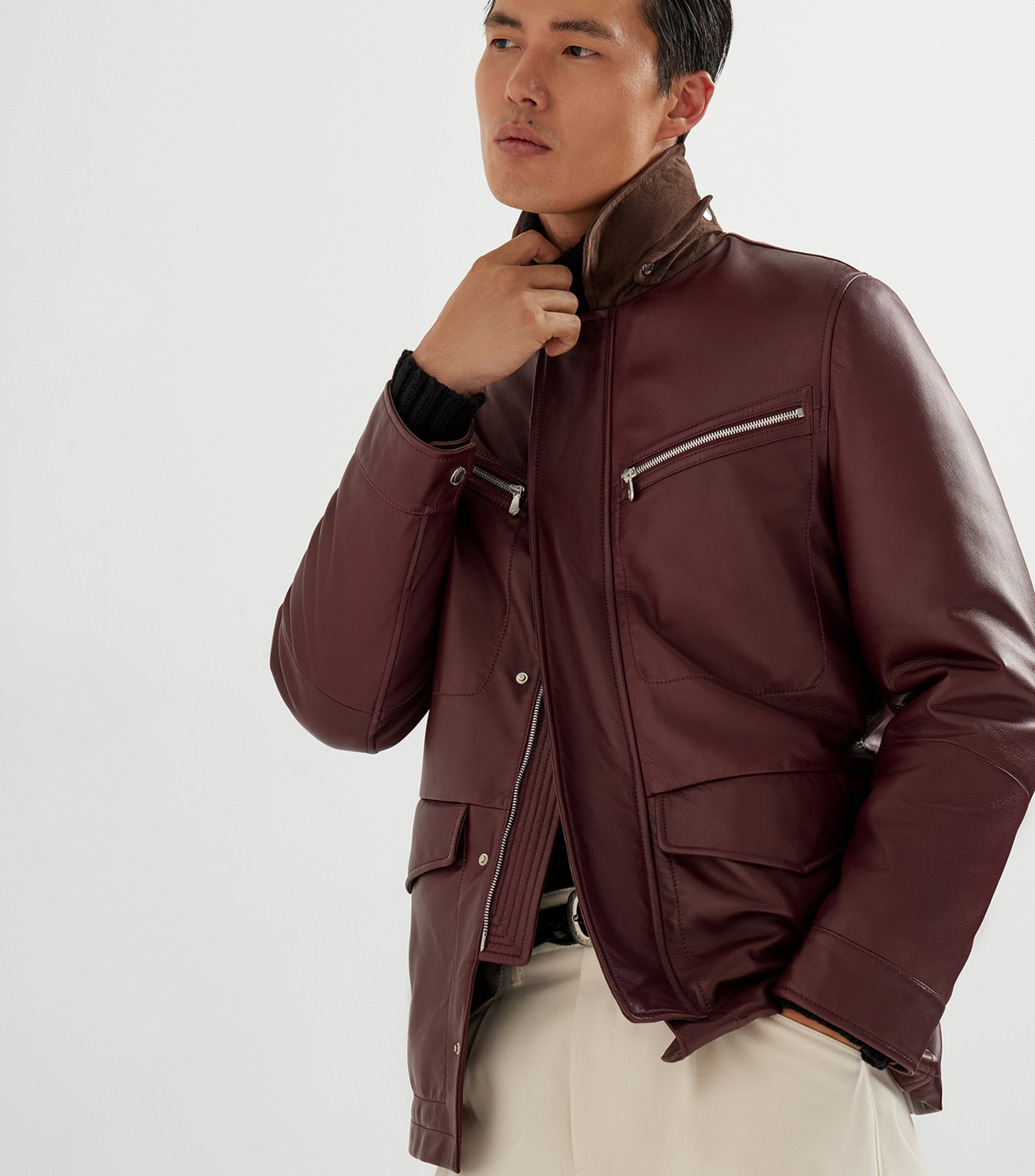 Leather-Suede Padded Jacket CMG69 Image 3
