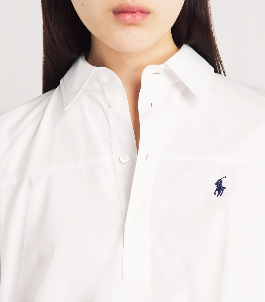 Polo Ralph Lauren Womens Cotton Babydoll Mini Shirt Dress White Image 3