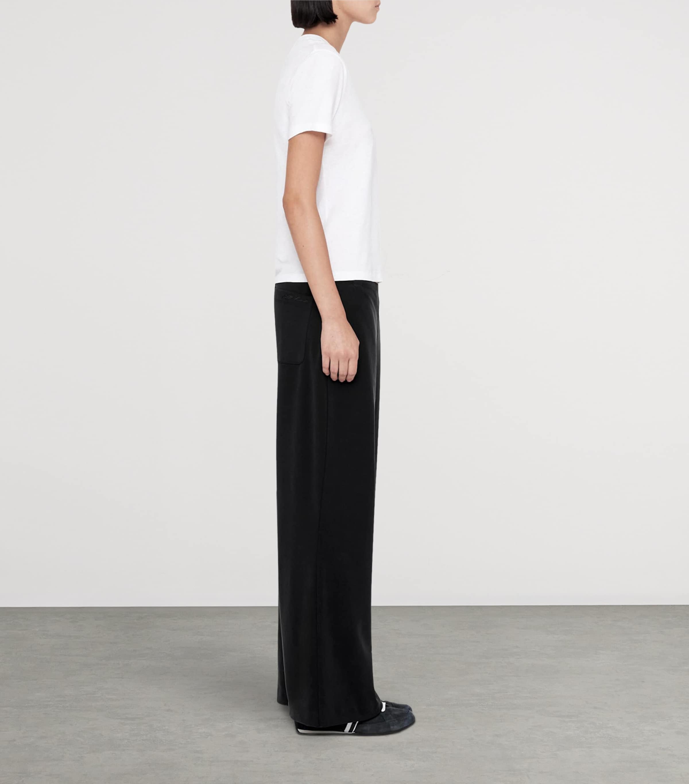AllSaints Womens Modal-Blend Elodie Wide-Leg Trousers Black Image 6