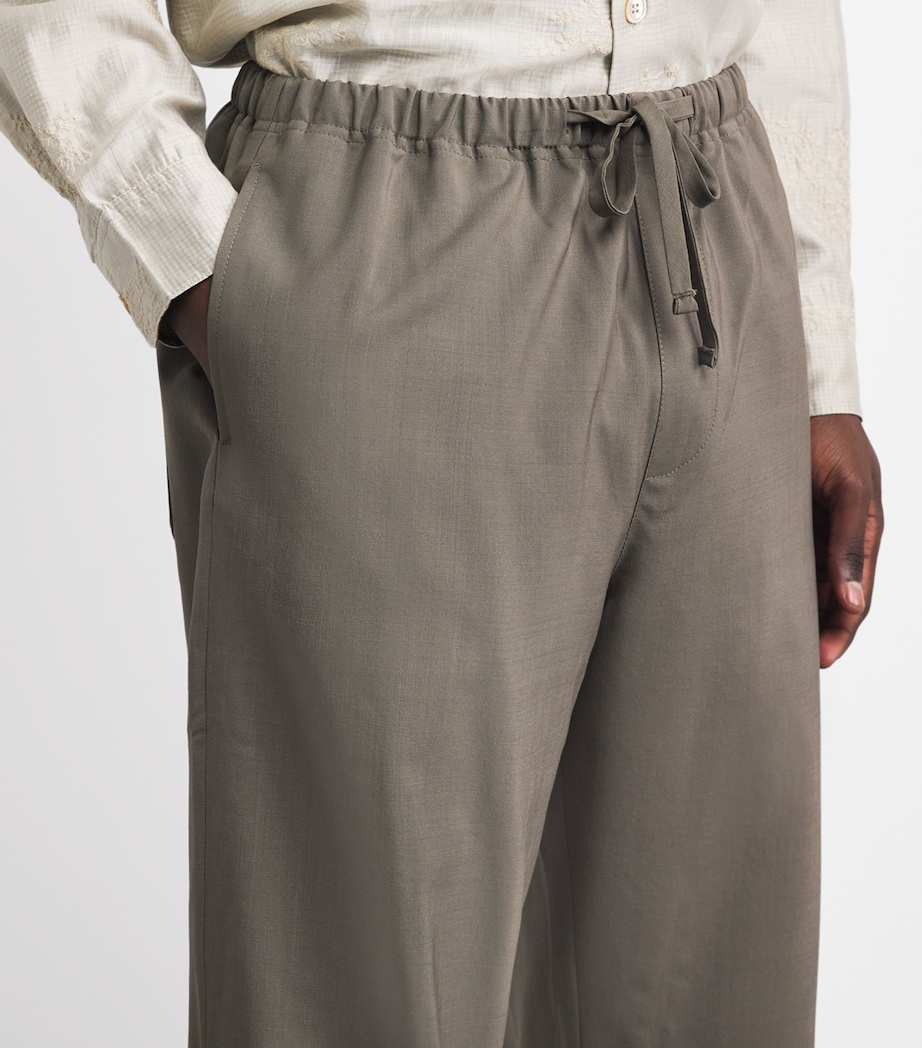 FRAME Mens Wool Easy Wide-Leg Trousers Smoky Green Image 3