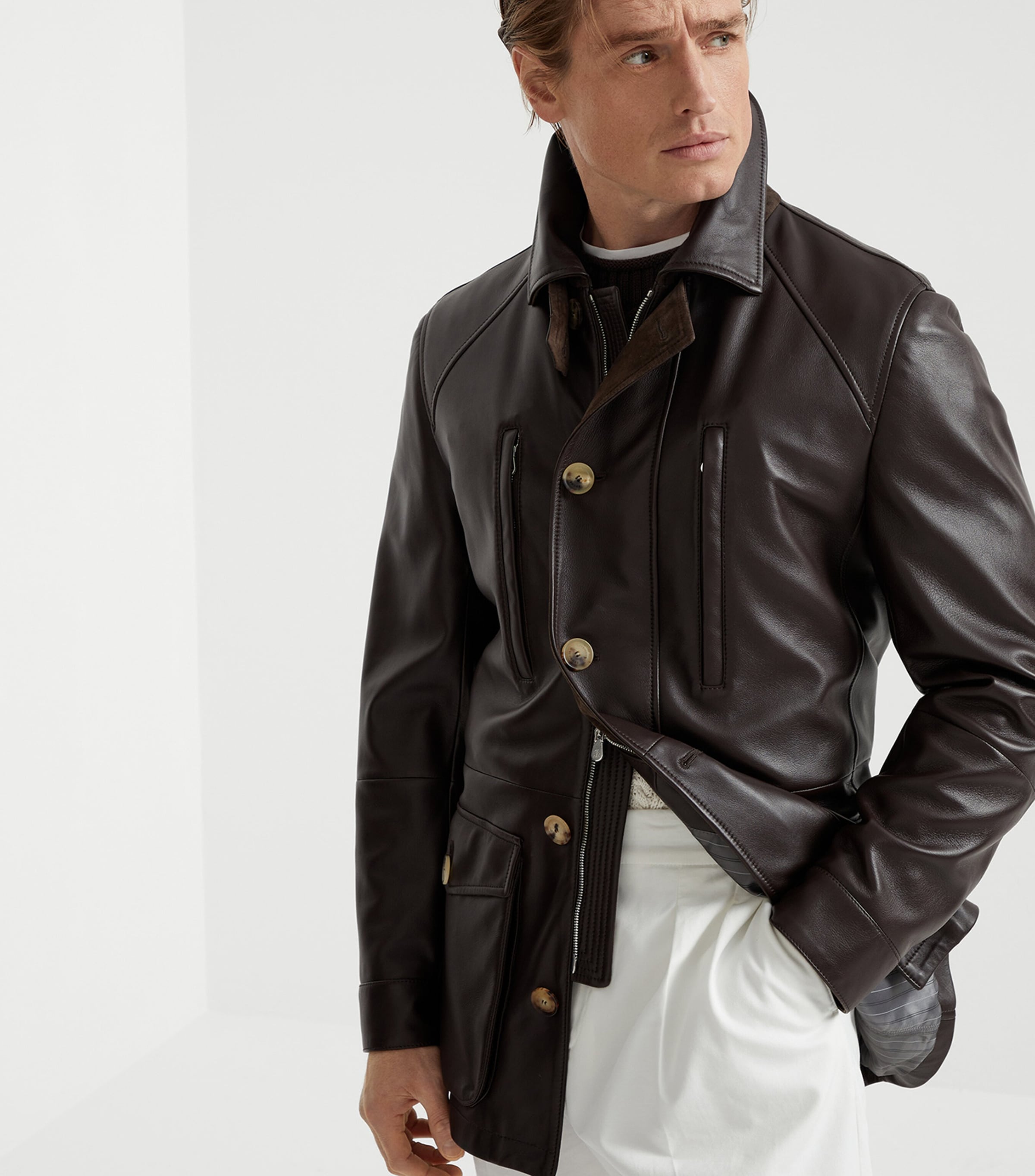 Brunello Cucinelli Nappa Leather Overcoat | Harrods UK