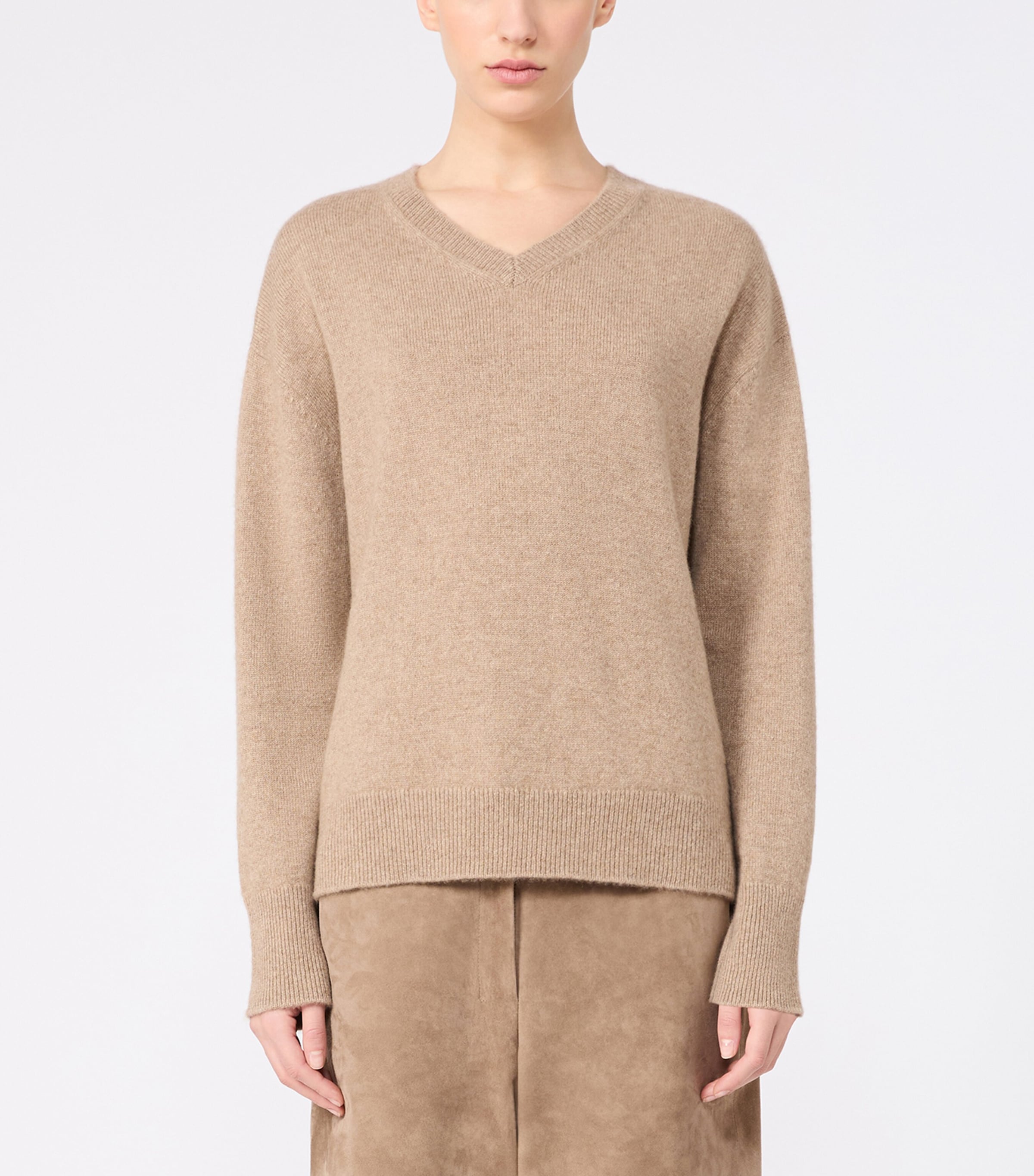 Max Mara Womens Cashmere V-Neck Sweater Clay Image 3