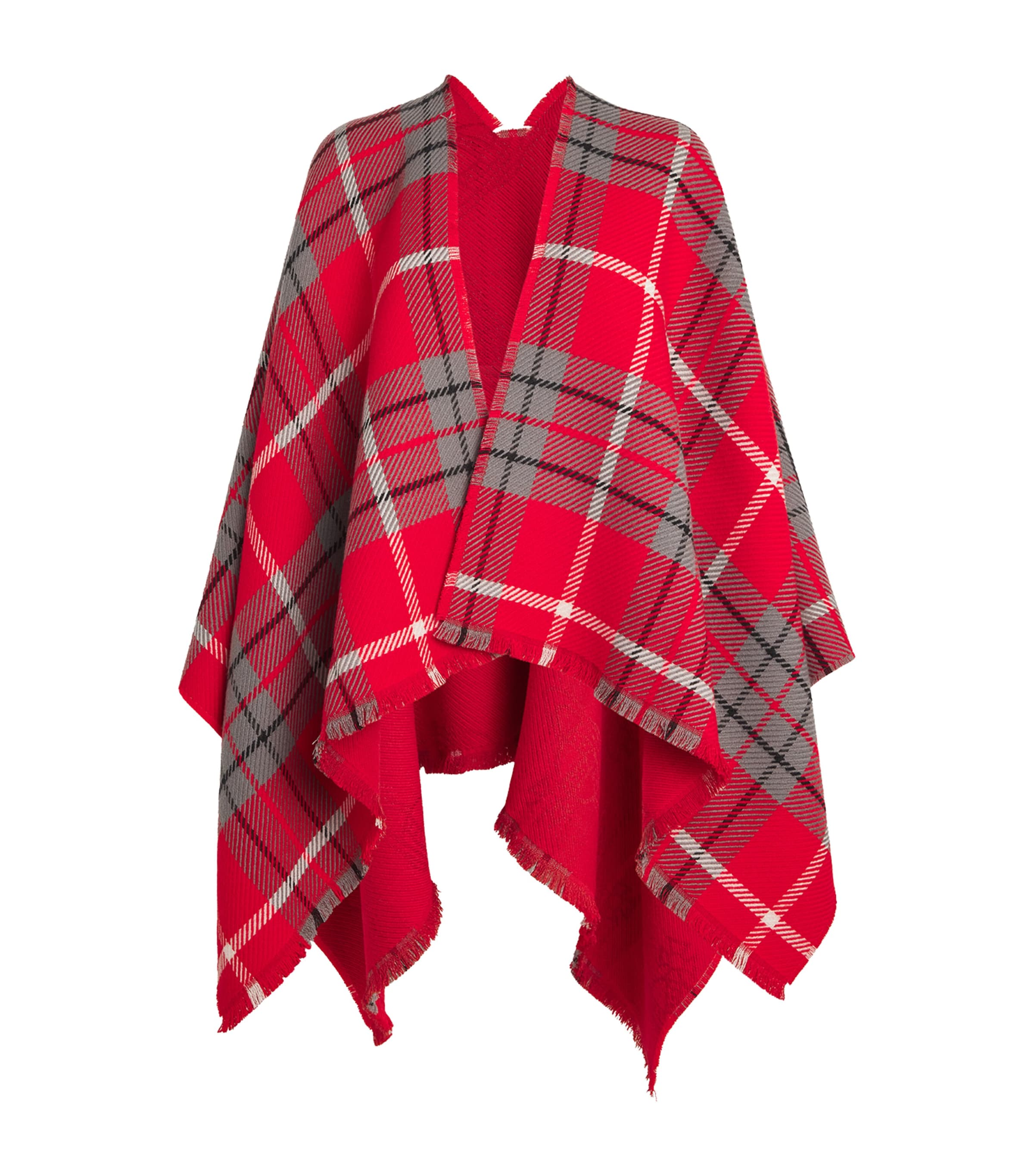 Vivienne Westwood Wool Tartan Poncho In Red