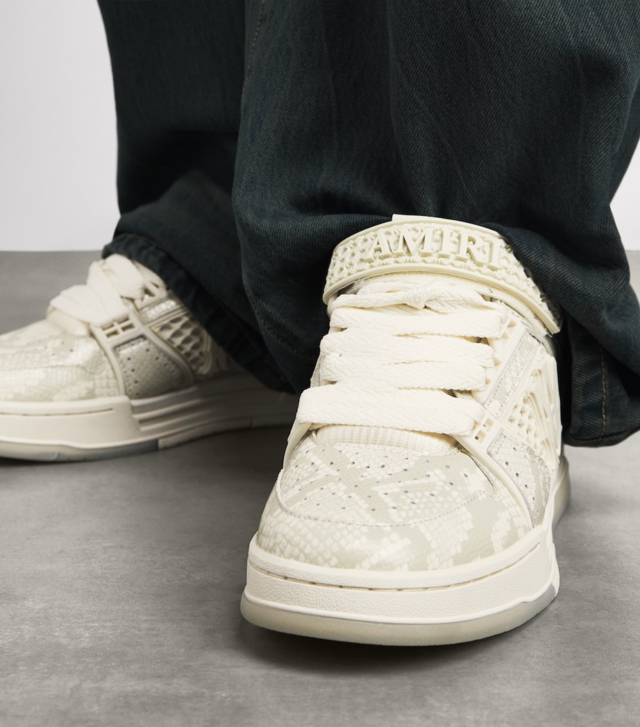 AMIRI Leather Snakeskin-Effect Skyline MA Sneakers Cream Image 2