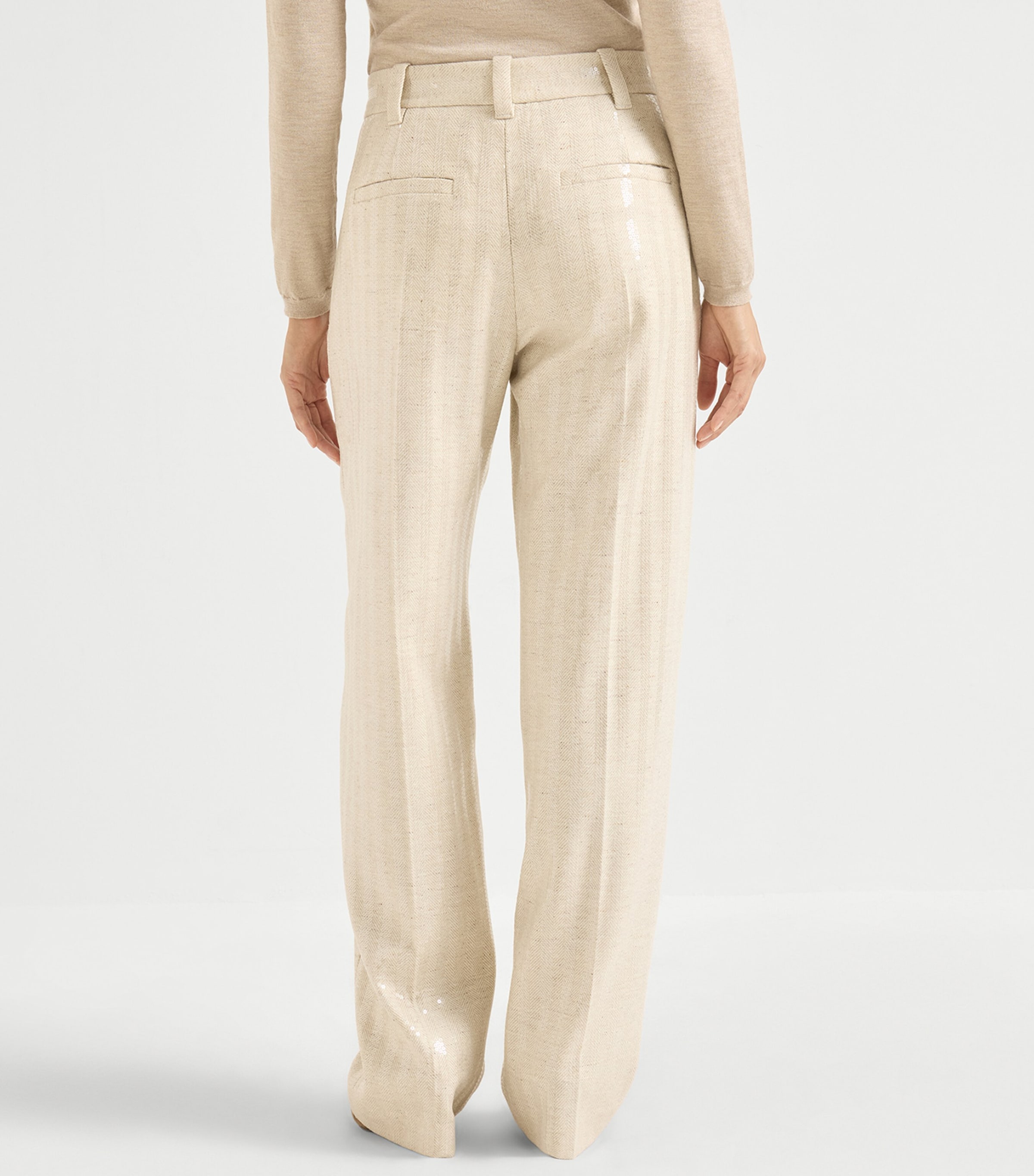 Wool-Cashmere Dazzling Chevron Trousers C810 Image 3