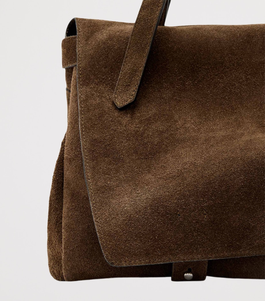 AllSaints Suede Joan Satchel Dark Khaki Green Image 3