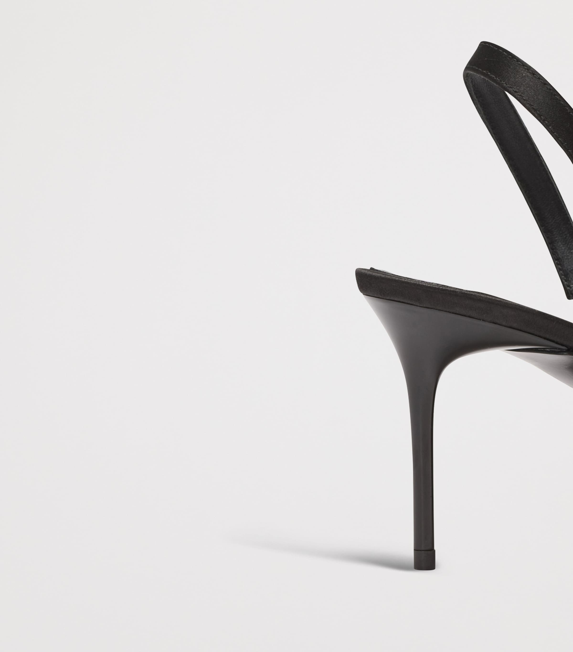 Satin Pierced Slingback Heeled Mules 75 0PA NOIR Image 6