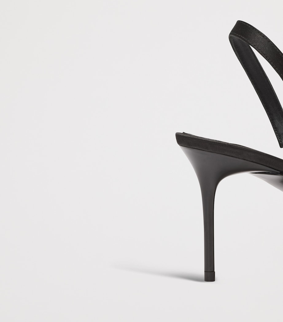 Satin Pierced Slingback Heeled Mules 75 0PA NOIR Image 6