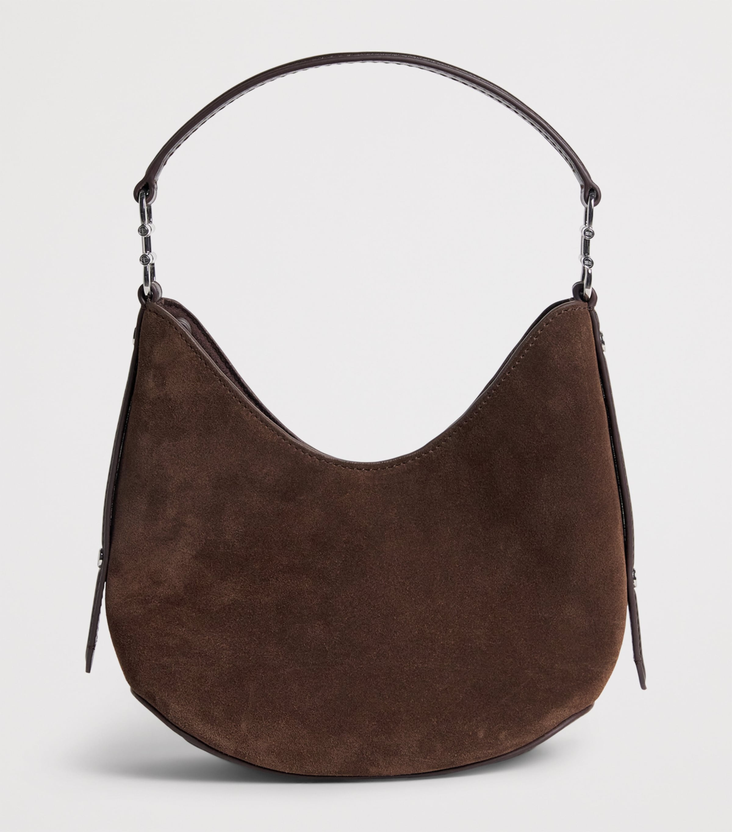 Harrods Small Suede Penny Shoulder Bag Brown Image 3