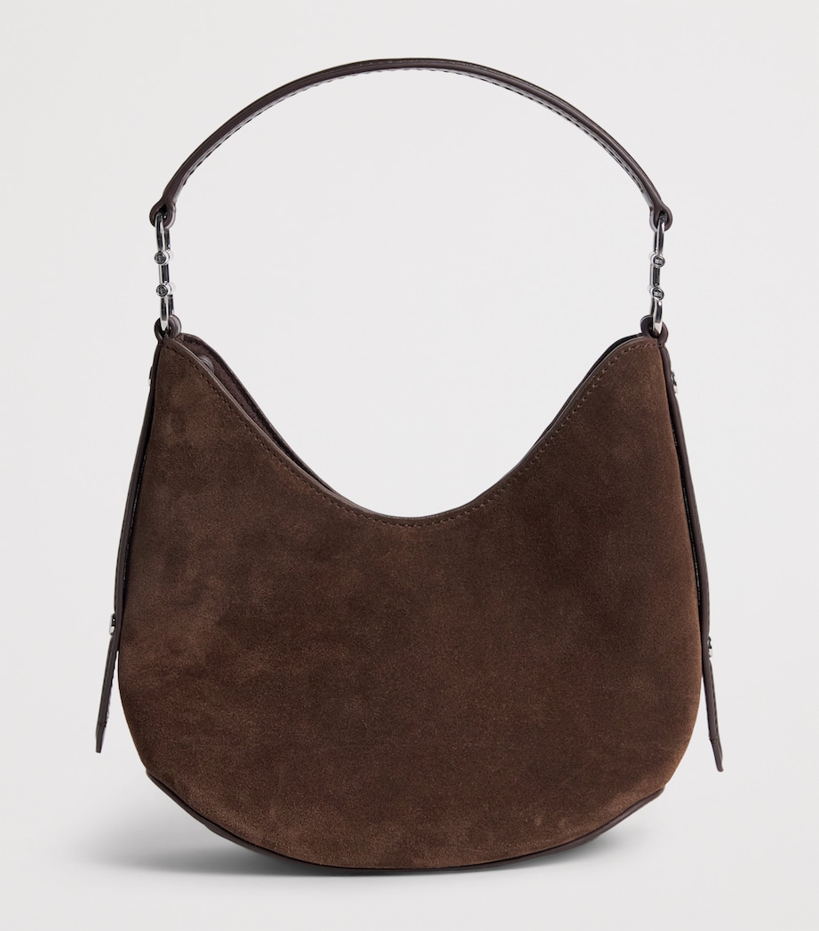 Harrods Small Suede Penny Shoulder Bag Brown Image 3