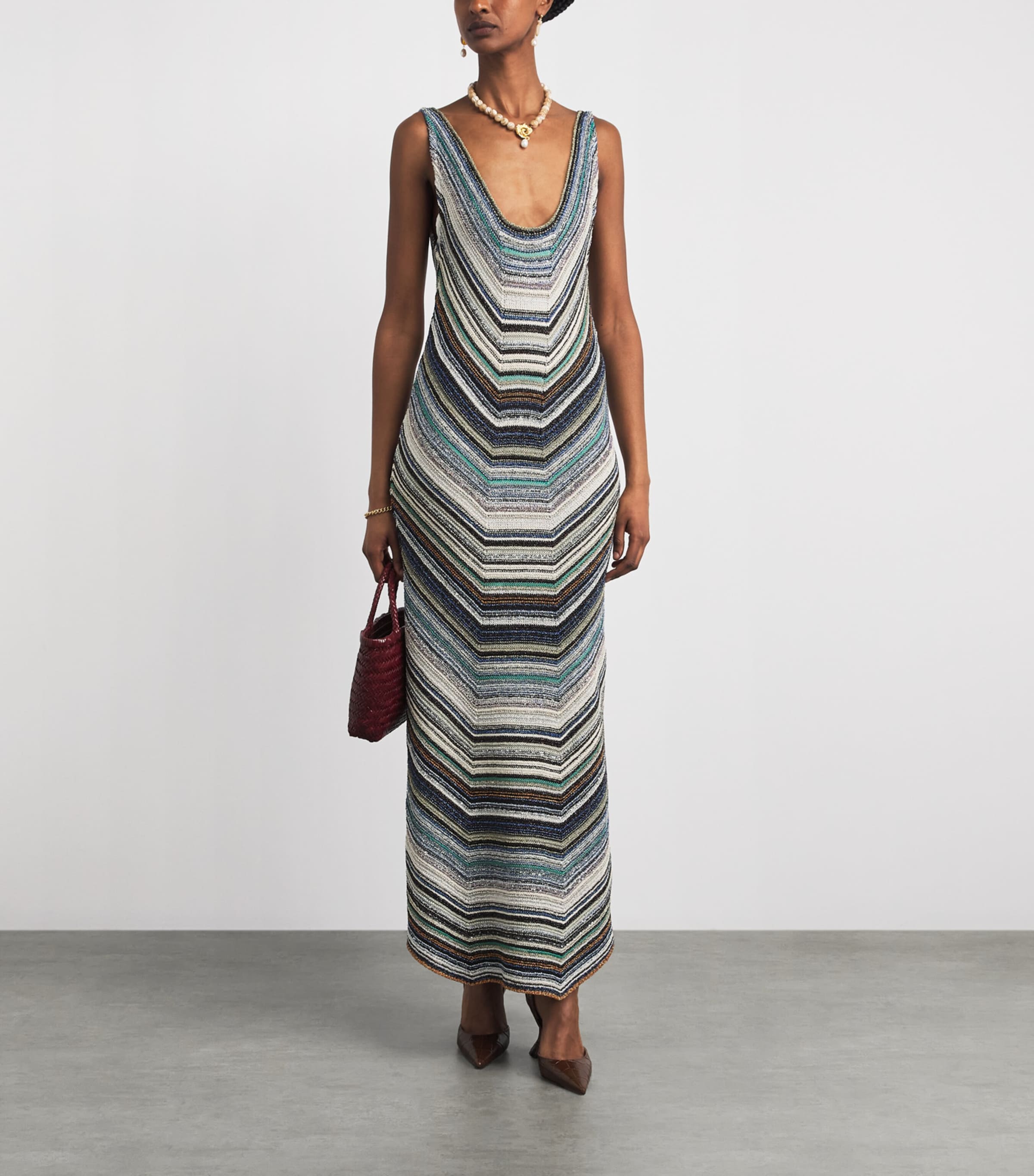 Missoni Womens Knitted Sleeveless Maxi Dress Mlti Cld Tones Image 2