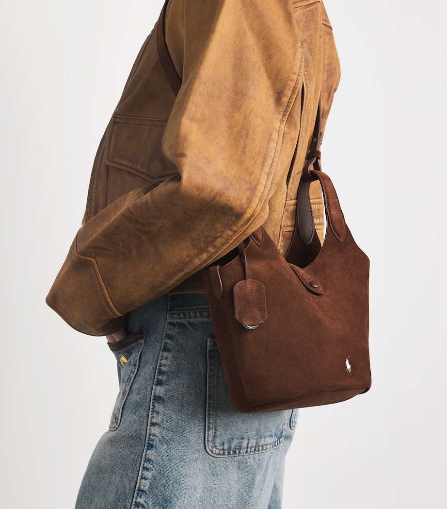 Polo Ralph Lauren Small Suede Polo Play Cross-Body Bag Cafe Image 4