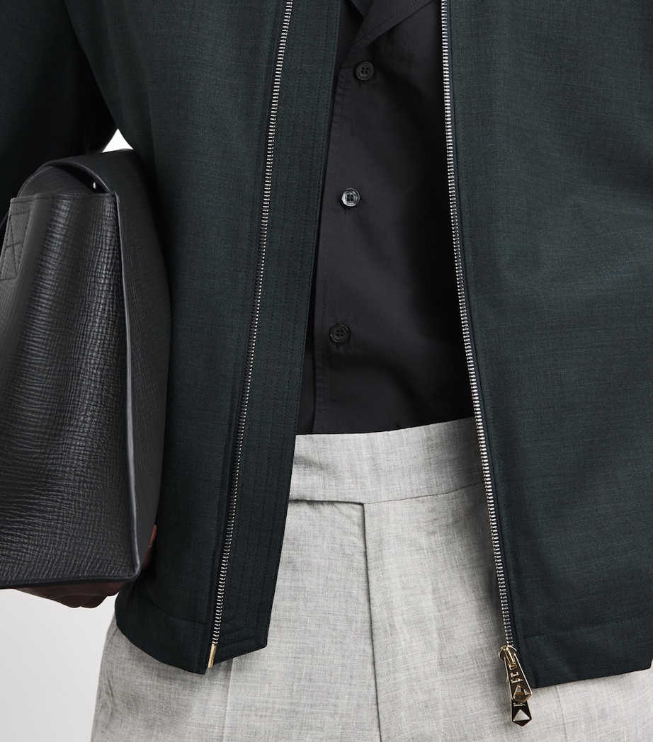 Paul Smith Mens Wool Harrington Jacket Dark Green Image 3