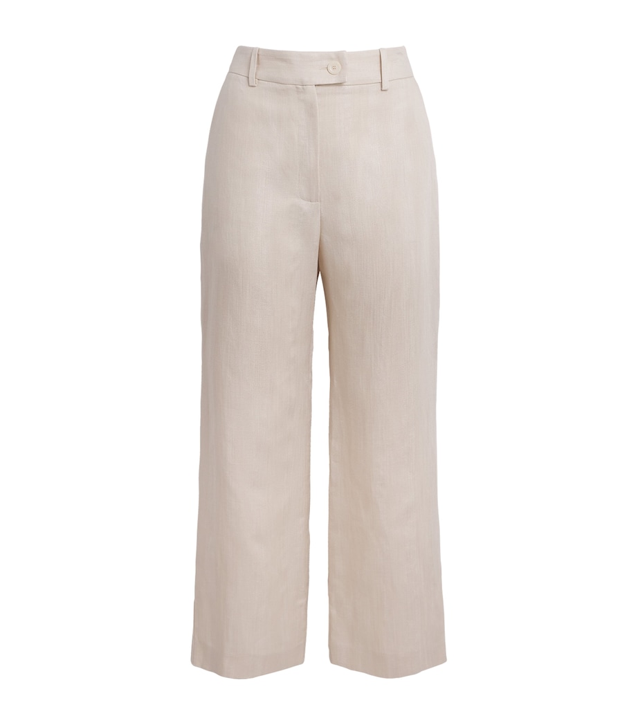 Claudie Pierlot Womens Linen Cropped Trousers Sand Image 1