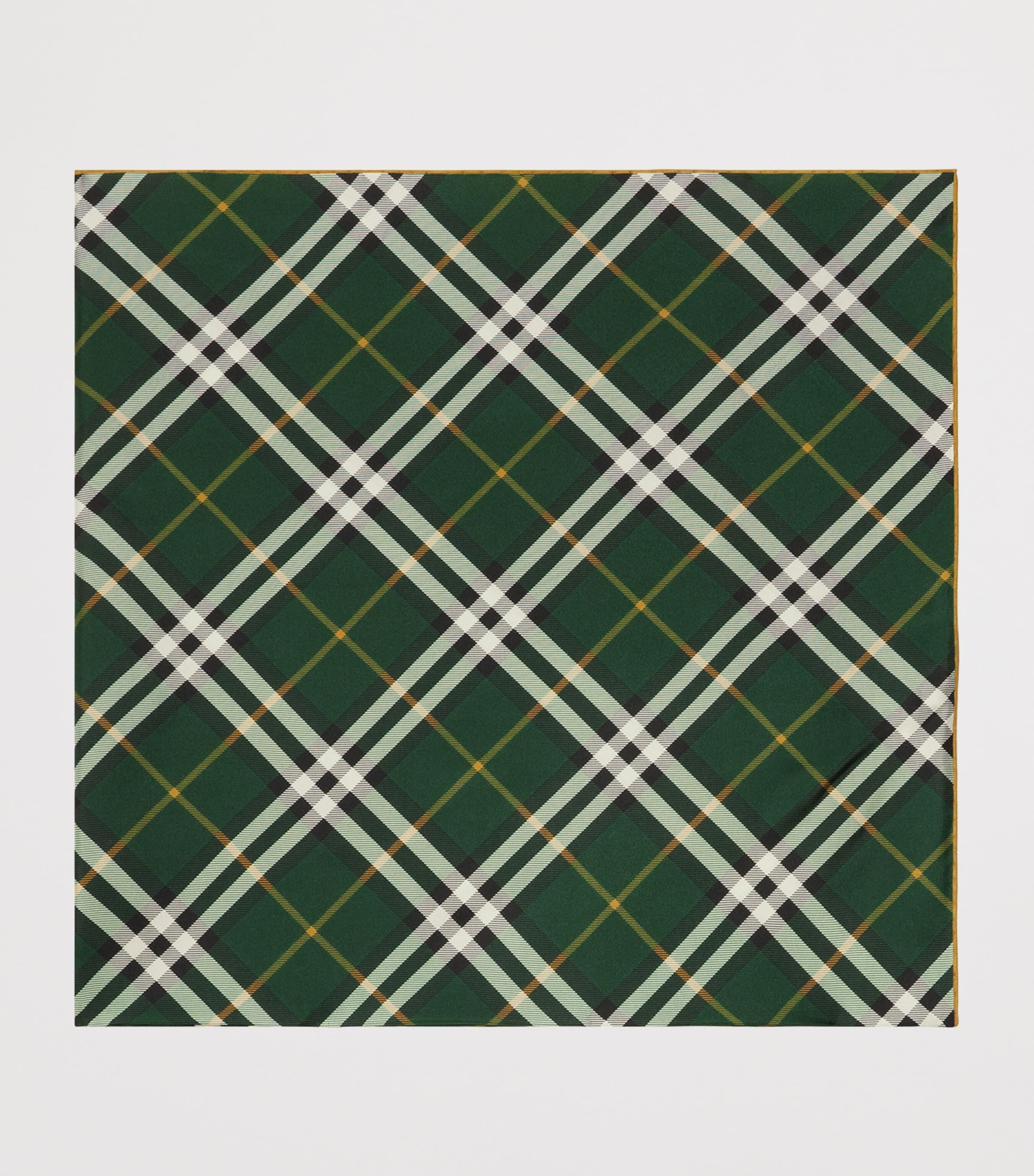 Silk Check Scarf DARK FERN Image 2