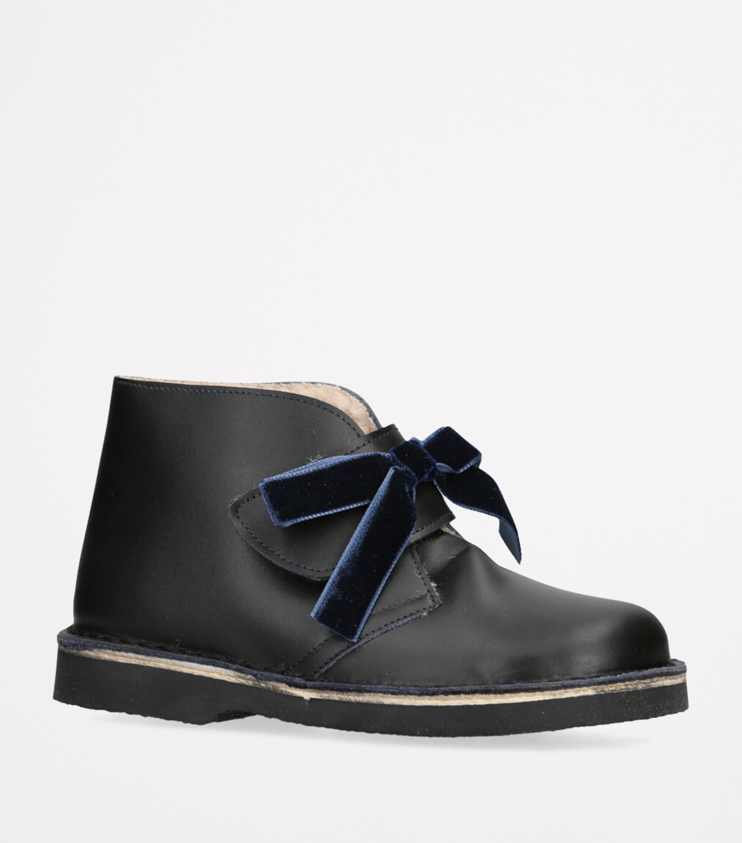 Leather Bow-Embellished Argenta Boots NAVY Image 3