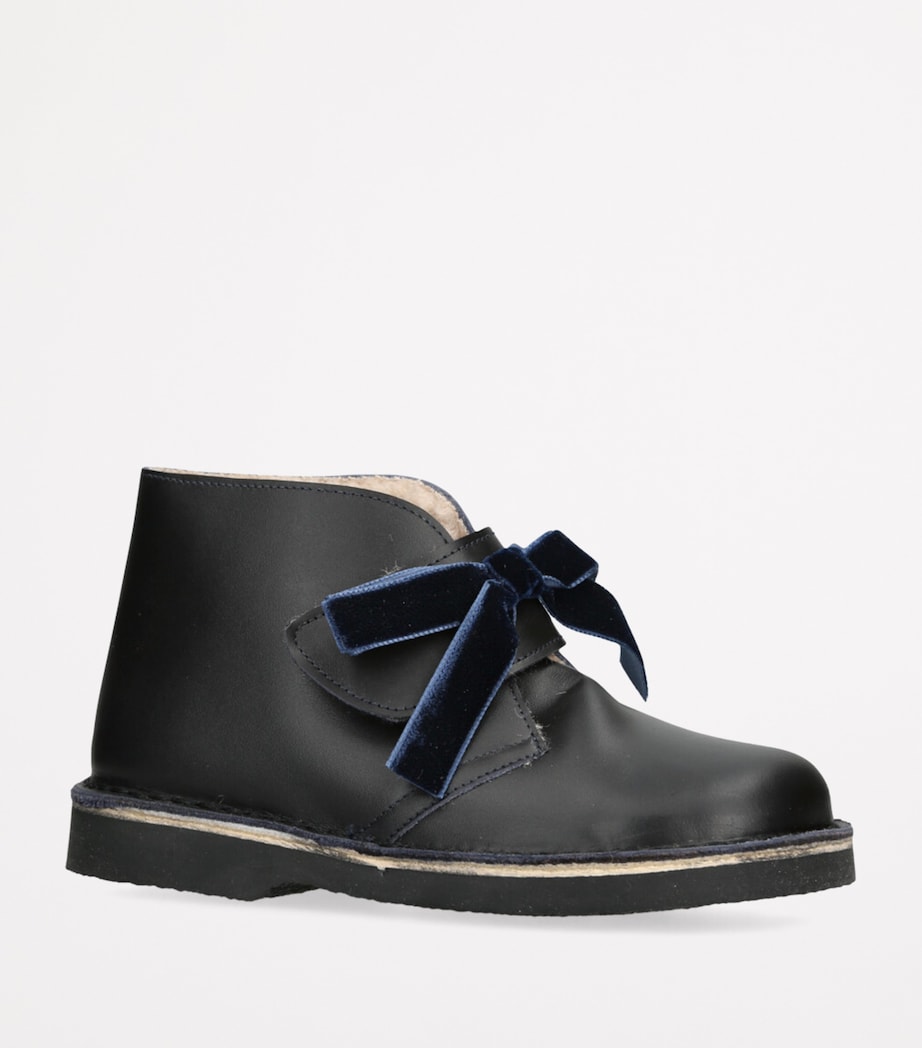 Leather Bow-Embellished Argenta Boots NAVY Image 3