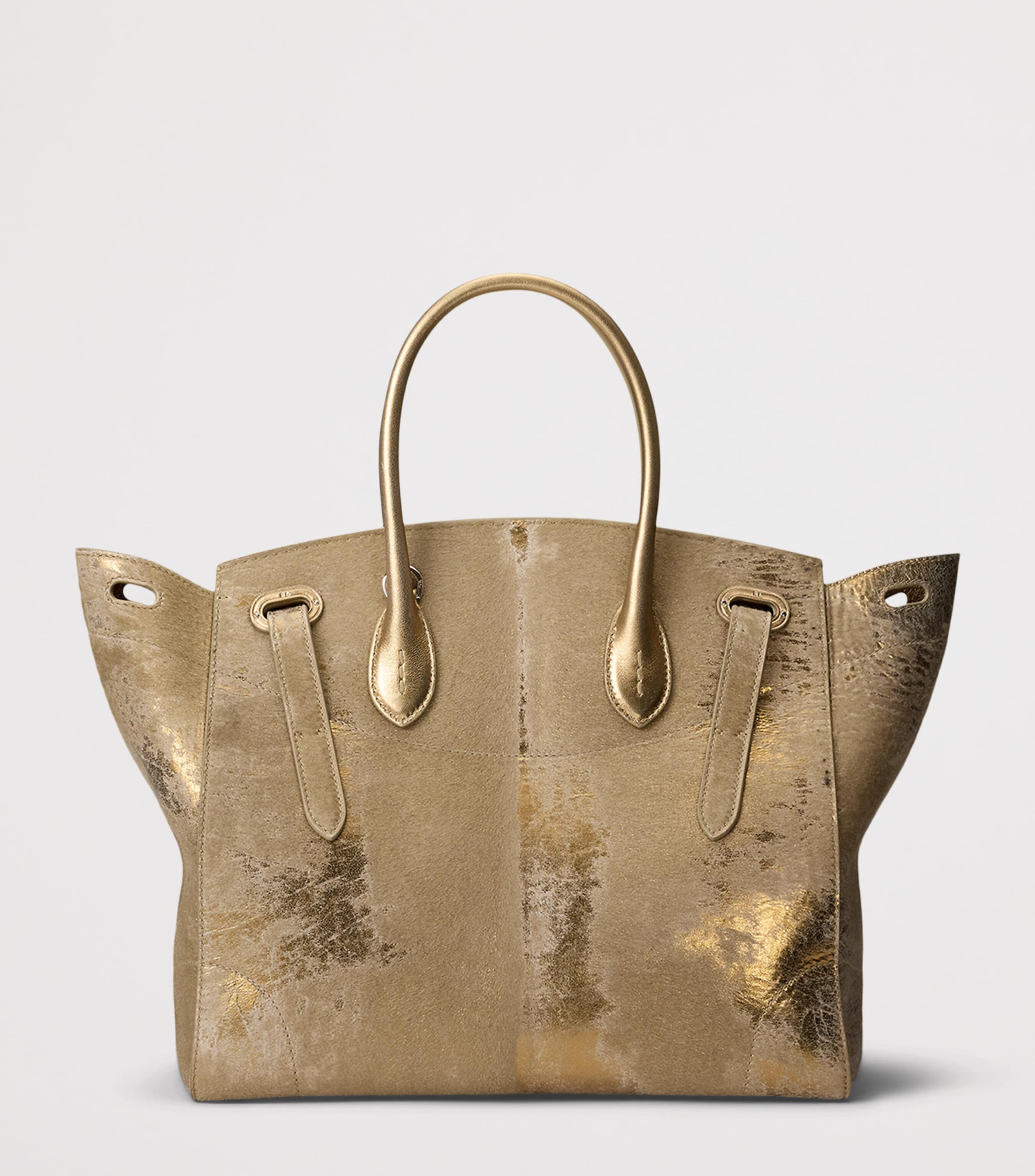 Ralph Lauren Collection Foiled Leather Extra-Soft Ricky 33 Top-Handle Bag Bronze Image 2