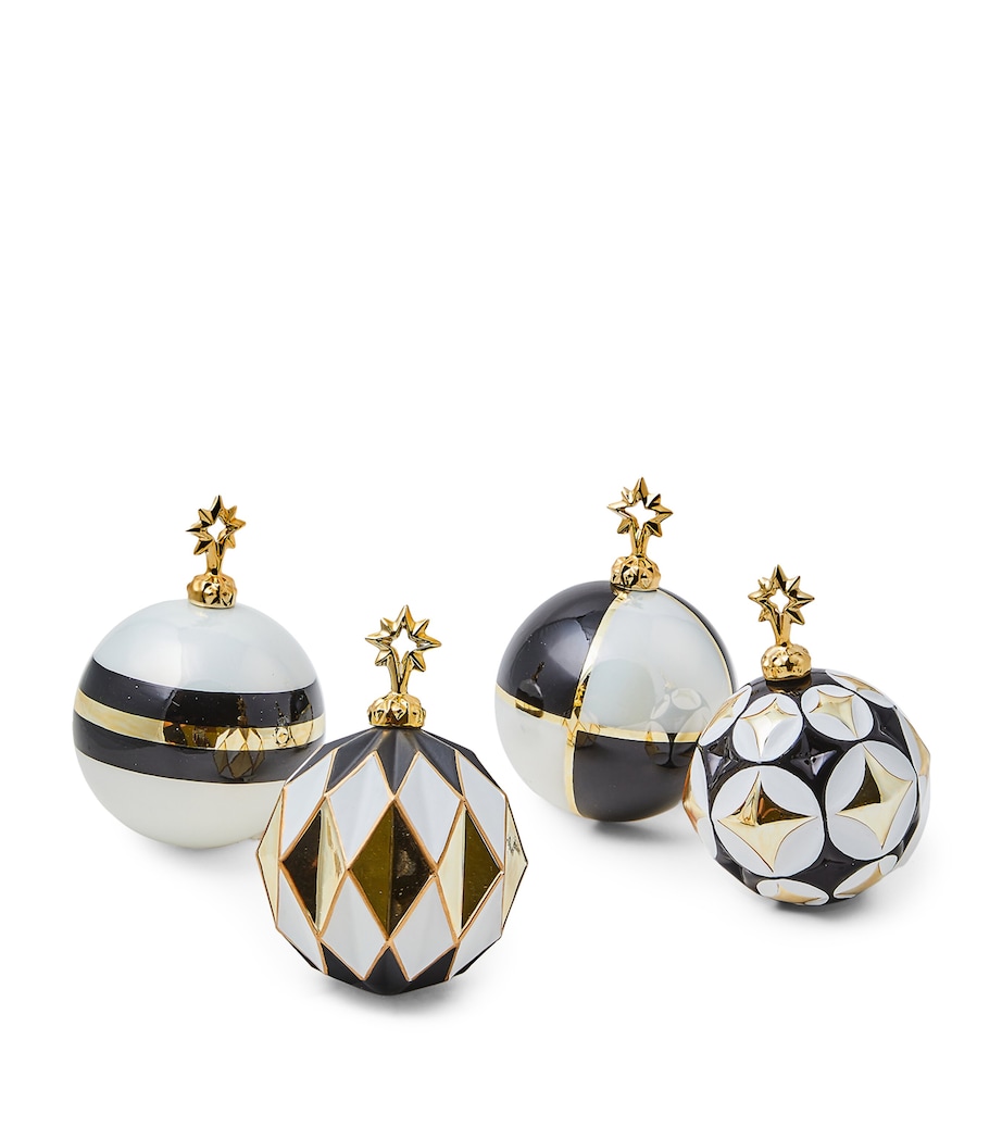 MacKenzie-Childs Glass Two-Tone Baubles (Set of 4) Black Image 1