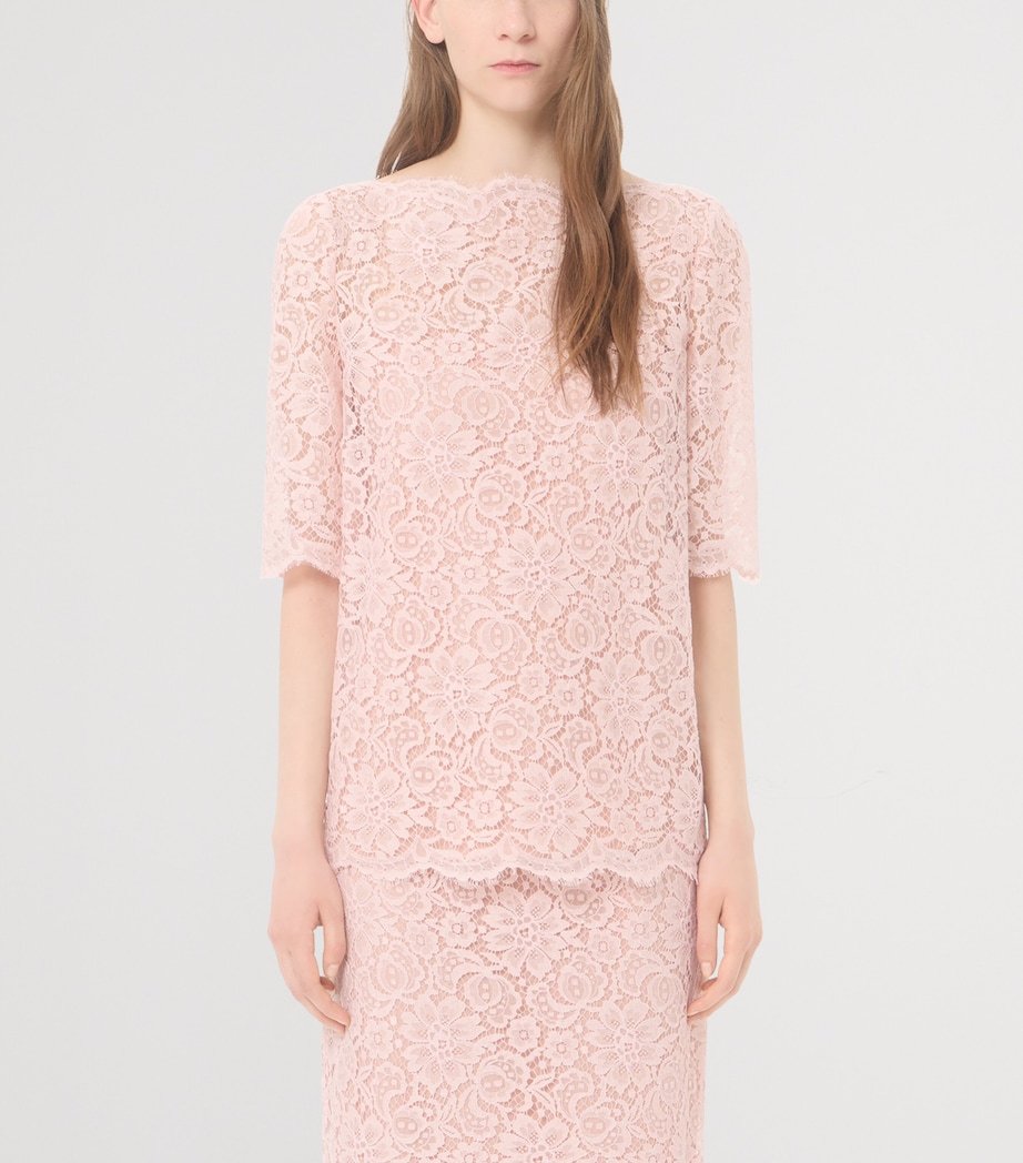 Valentino Womens Lace Boat-Neck Blouse Image 3