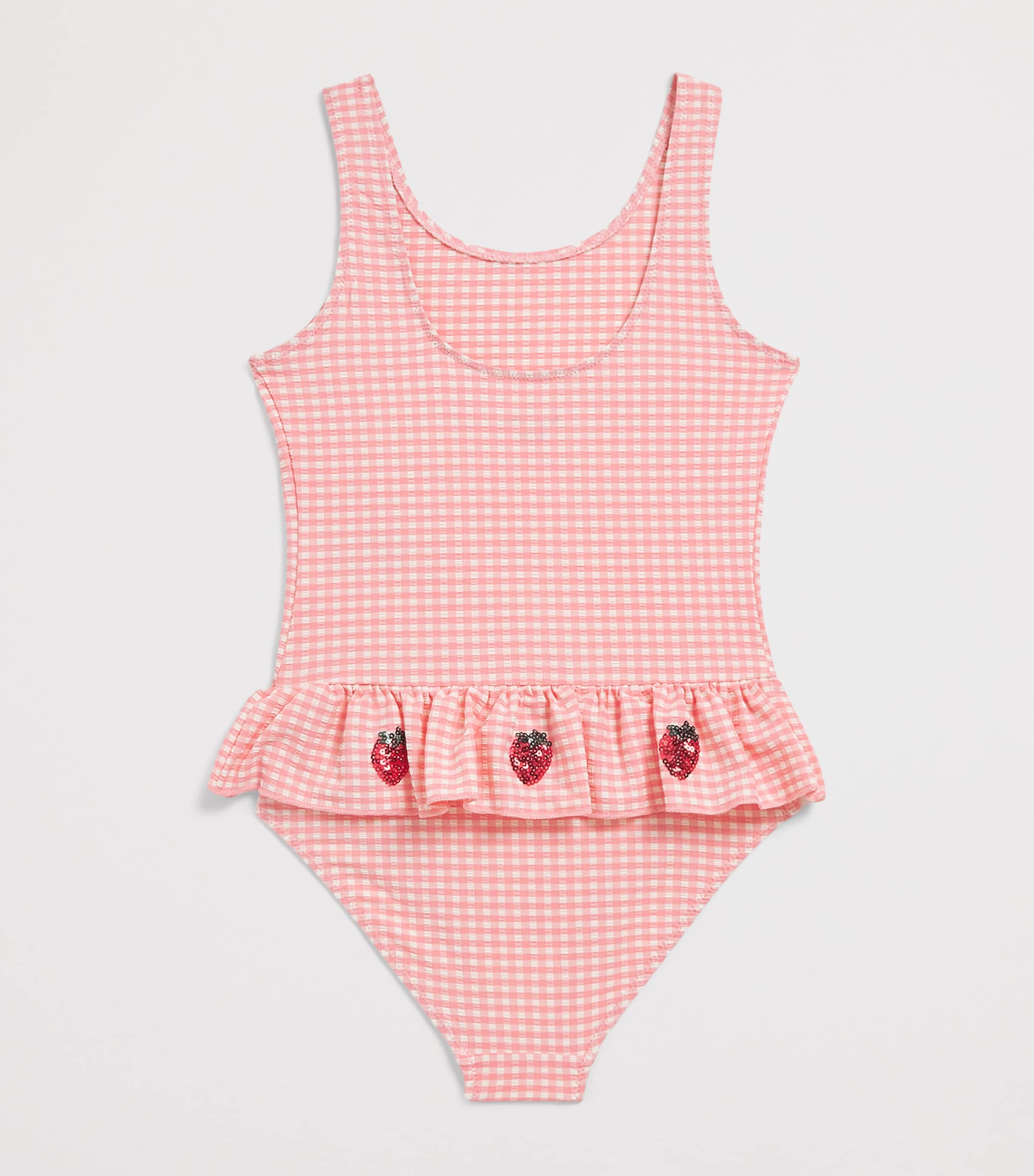 KONGES SLOJD Check Etta Swimsuit (6 Months-10 Years) Geranium Pink Image 2