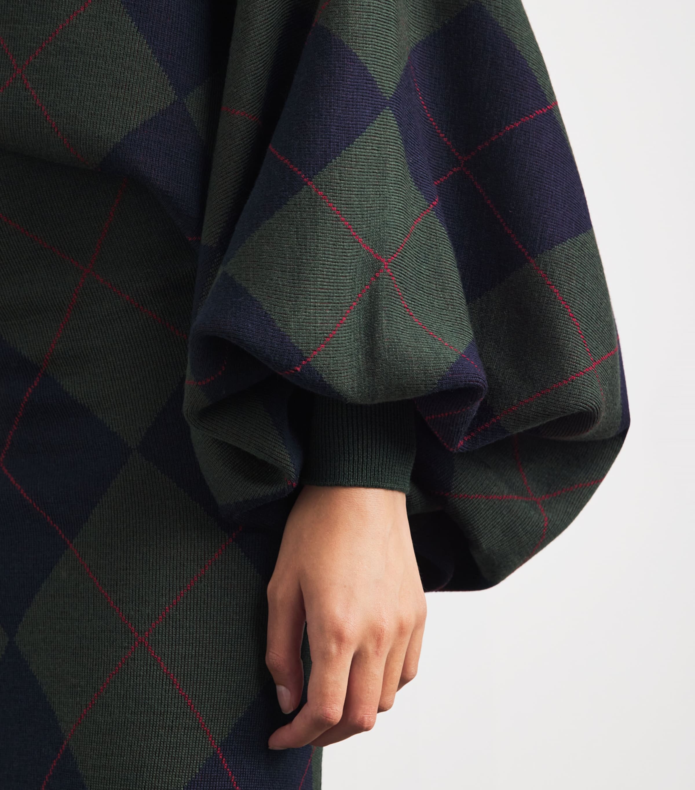 A.W.A.K.E. Mode Womens Merino Wool Argyle Midi Dress Navy/green Argyle Image 3