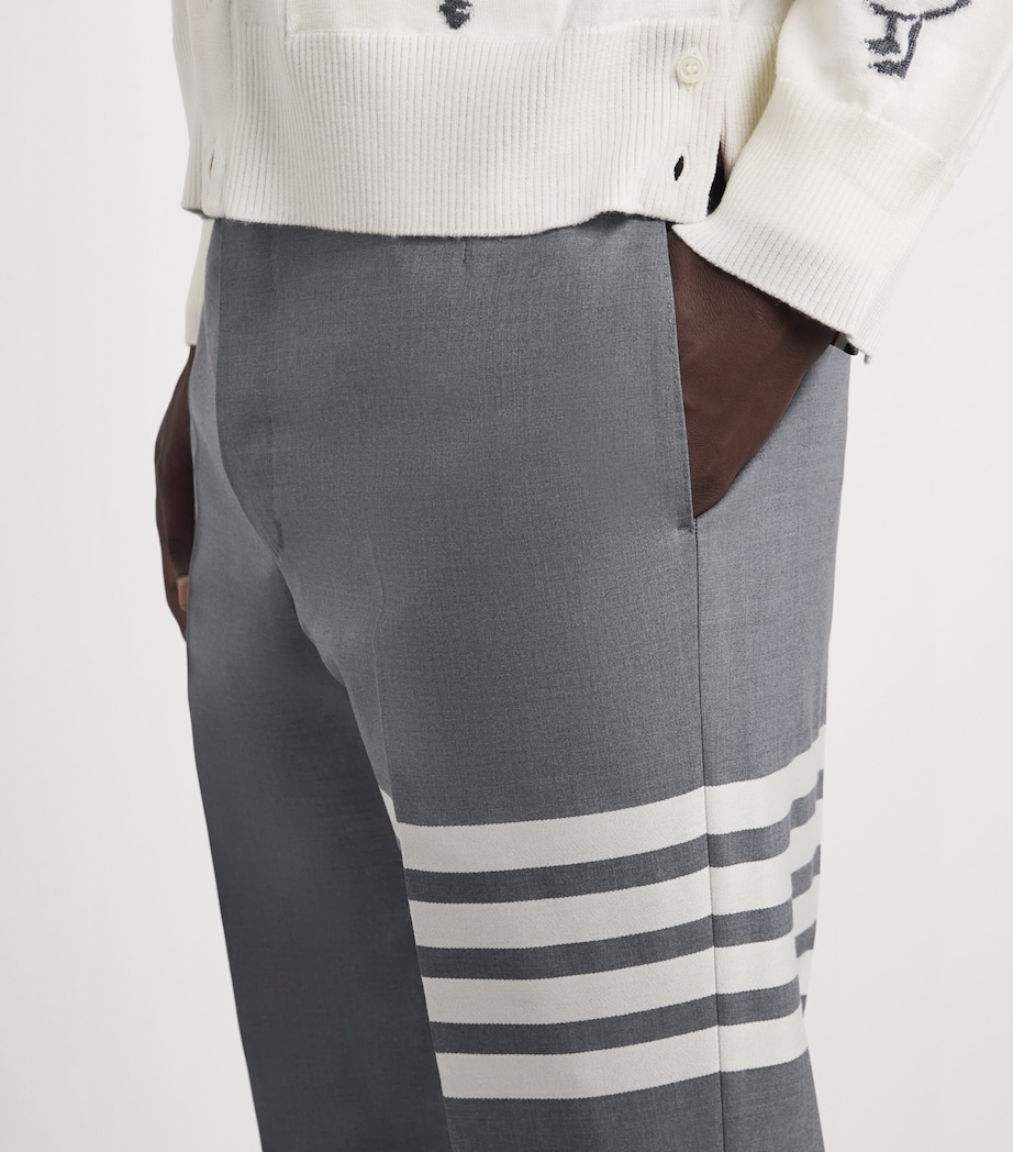 Thom Browne Mens Wool 4-Bar Stripe Tailored Trousers Med Grey Image 6