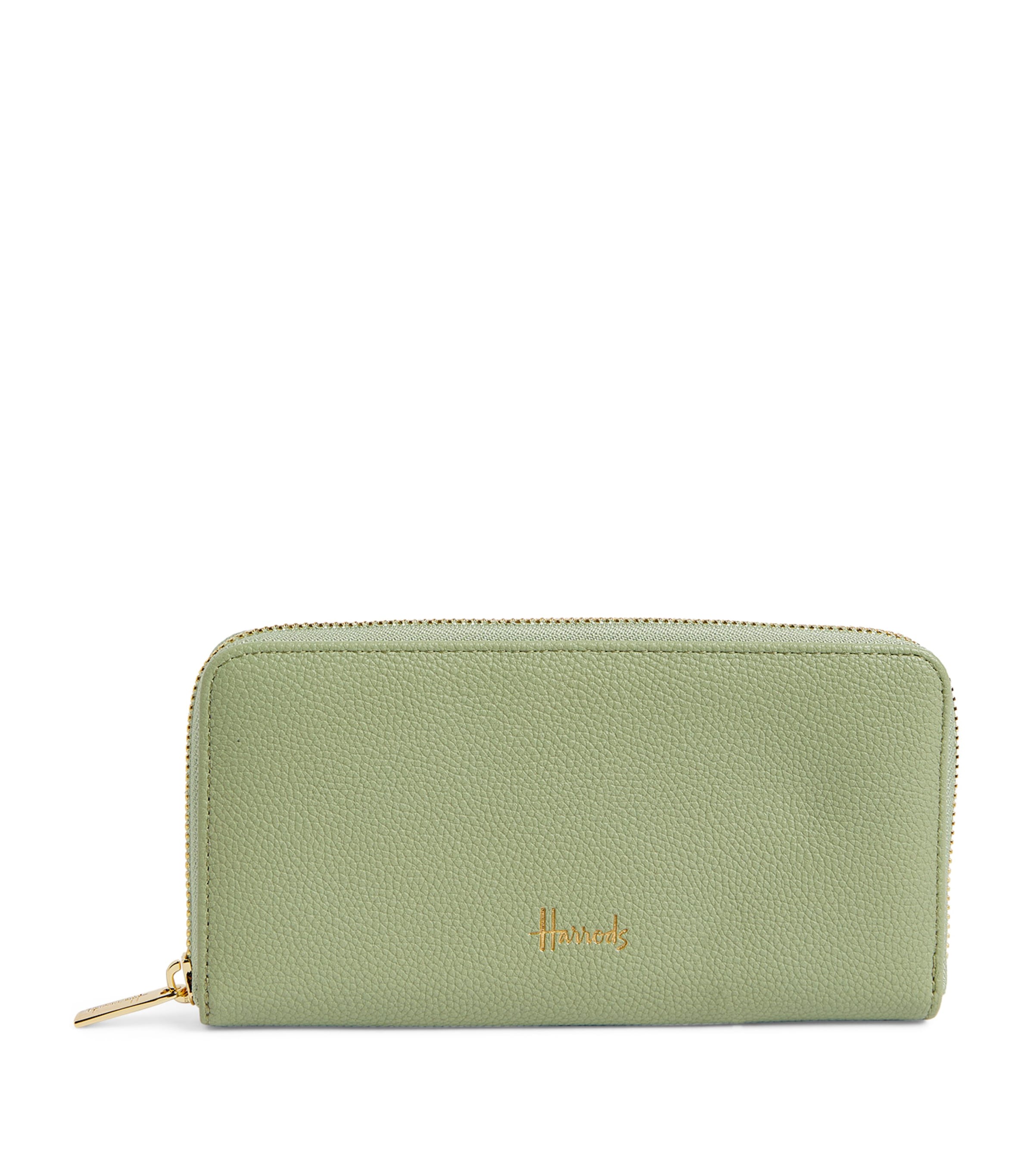 Harrods Oxford Zip-Around Wallet Light Green Image 1