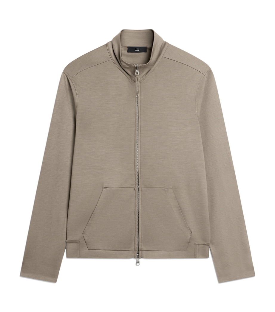 Dunhill Mens Wool-Cashmere Track Jacket Khaki Image 1