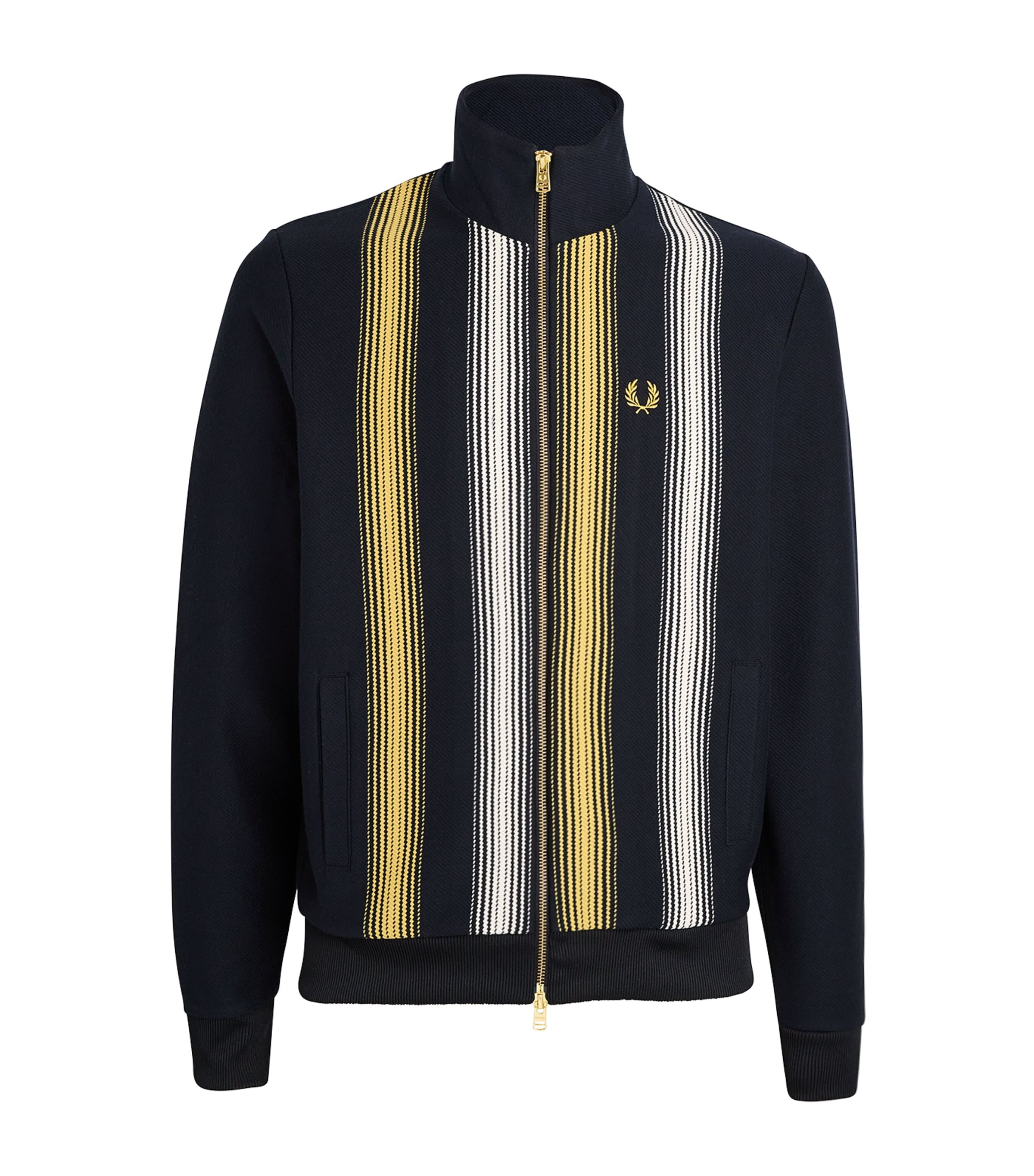 Fred Perry Cotton-blend Striped Sweatshirt In Navy