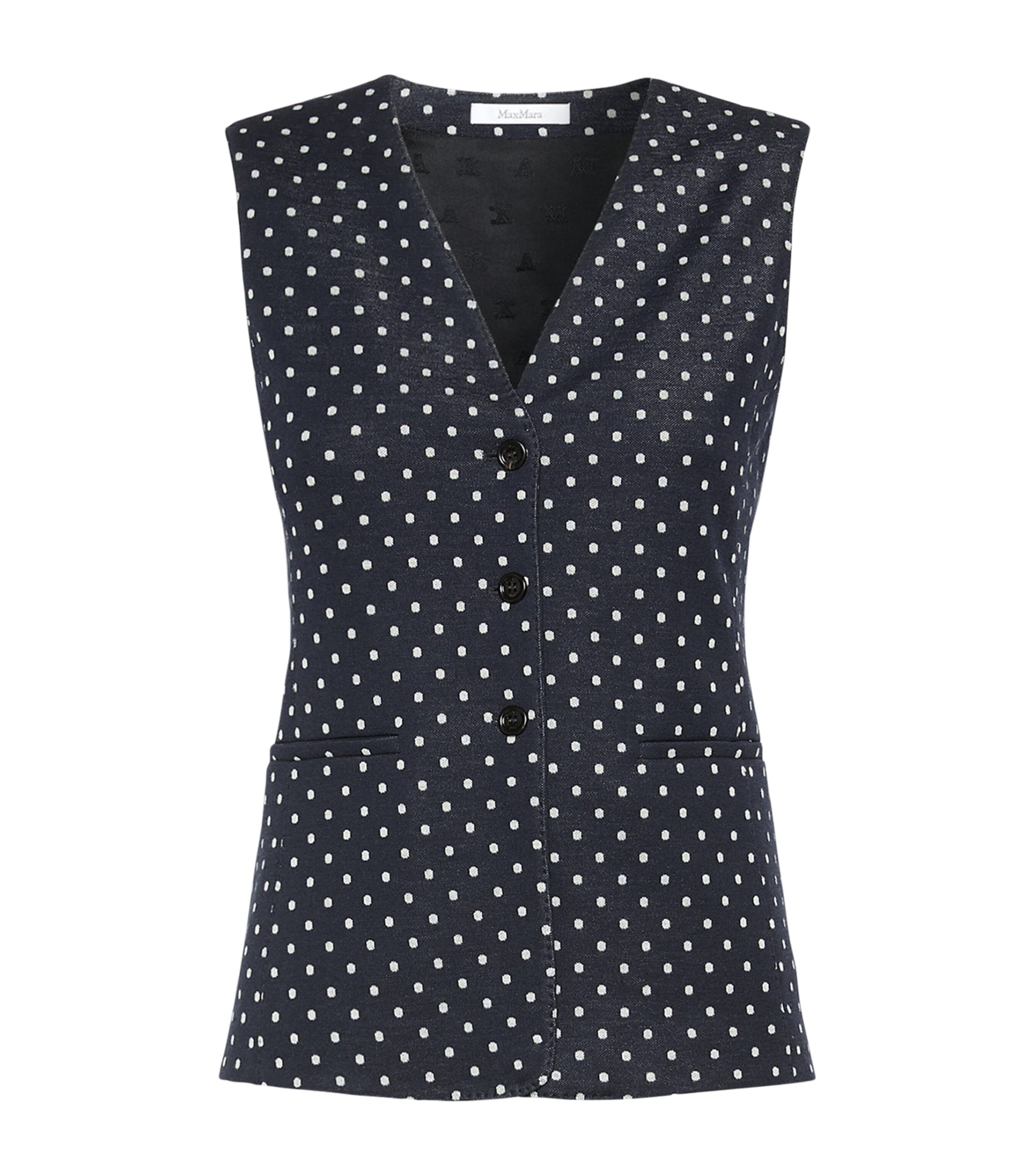 Max Mara Womens Polka Dot Waistcoat Ultramarine Image 1