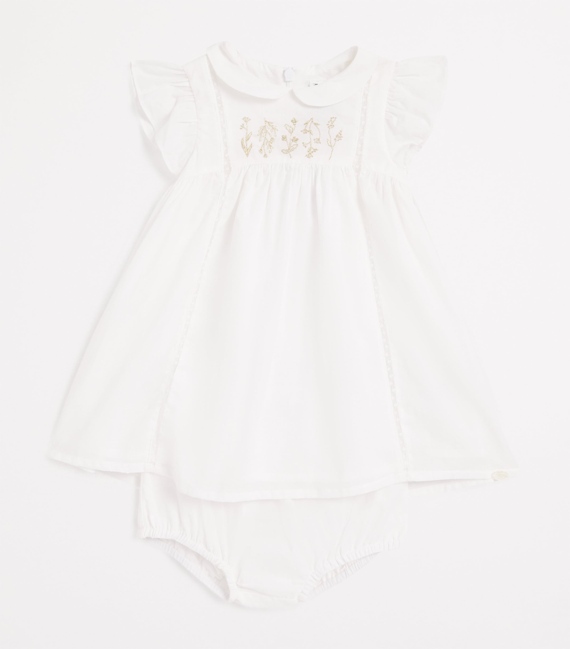 Tartine et Chocolat Cotton Embroidered Dress and Bloomers Set (3 Months-4 Years) Blanc Image 3