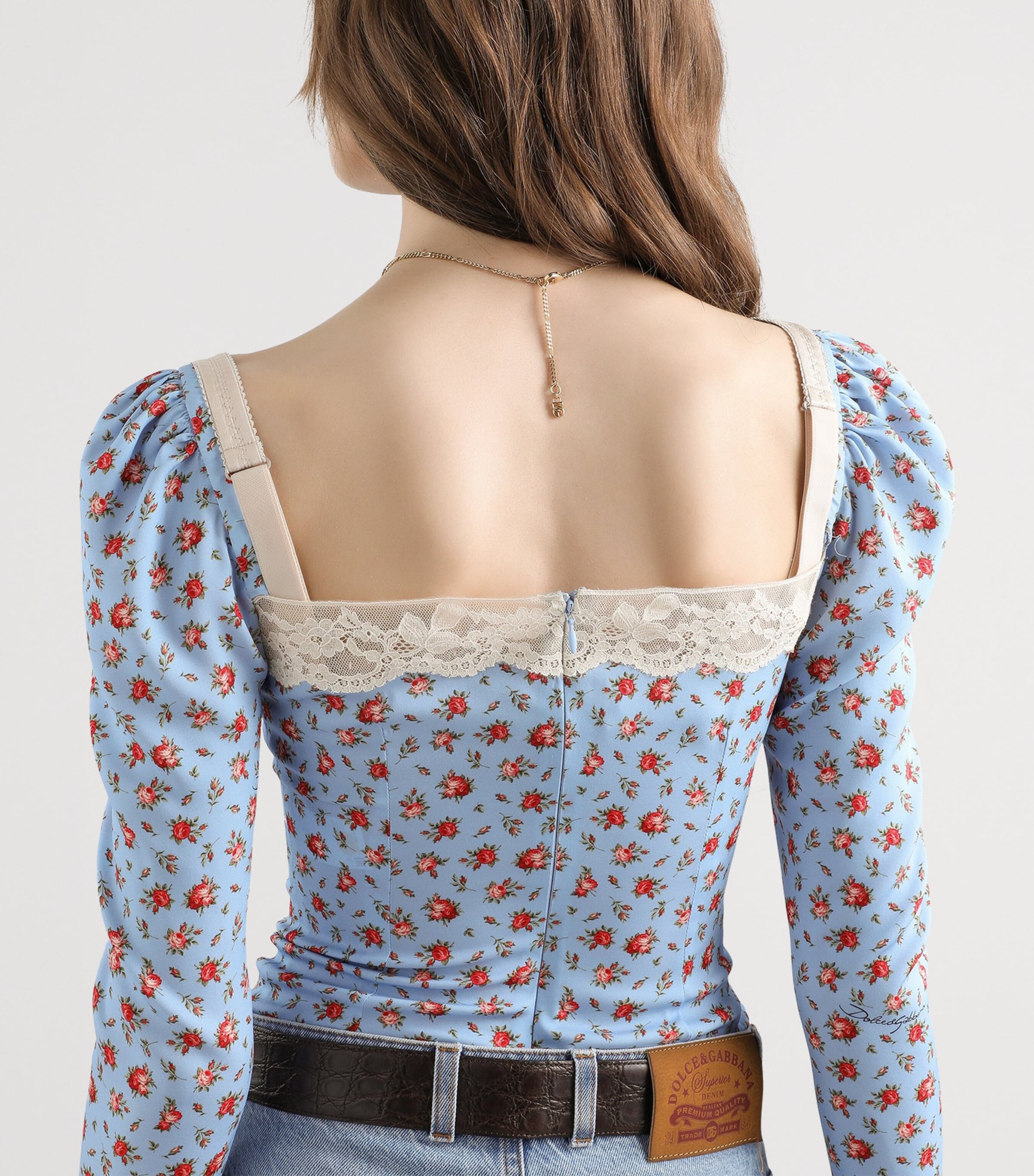 Dolce&Gabbana Womens Silk-Blend Rose Print Top Rose Image 5