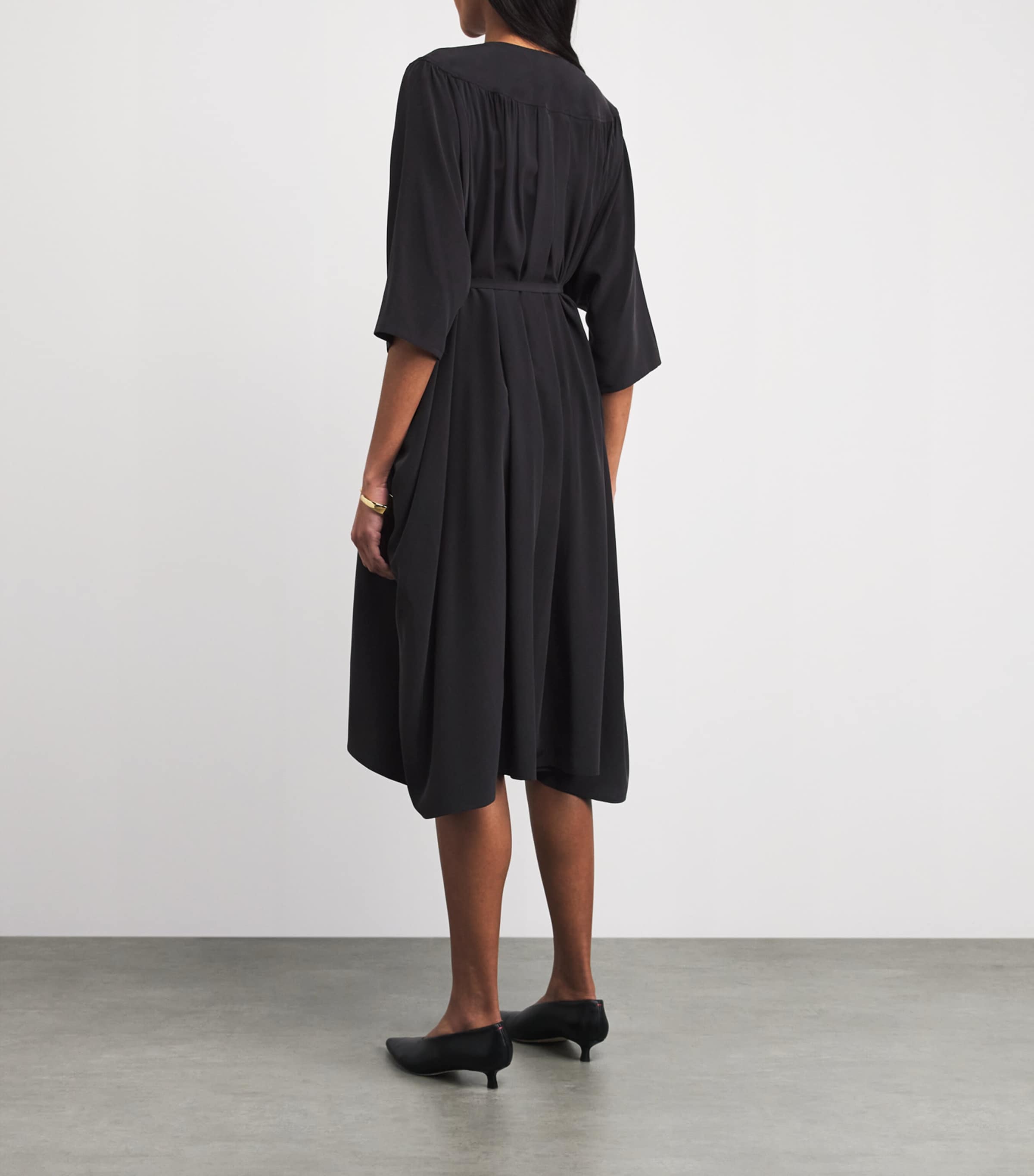 Yves Salomon Womens Silk Crepe Midi Dress Image 4