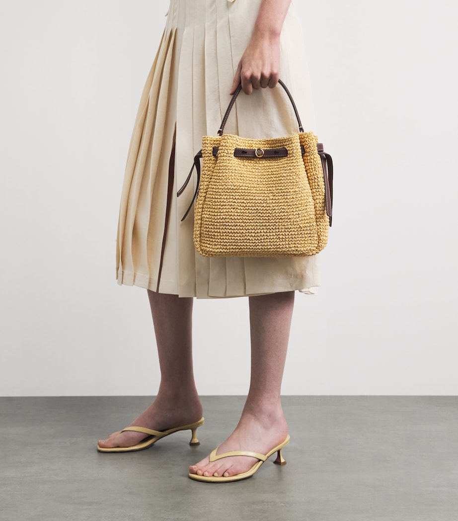 Tory Burch Small Raffia Romy Bucket Bag Natural Image 4